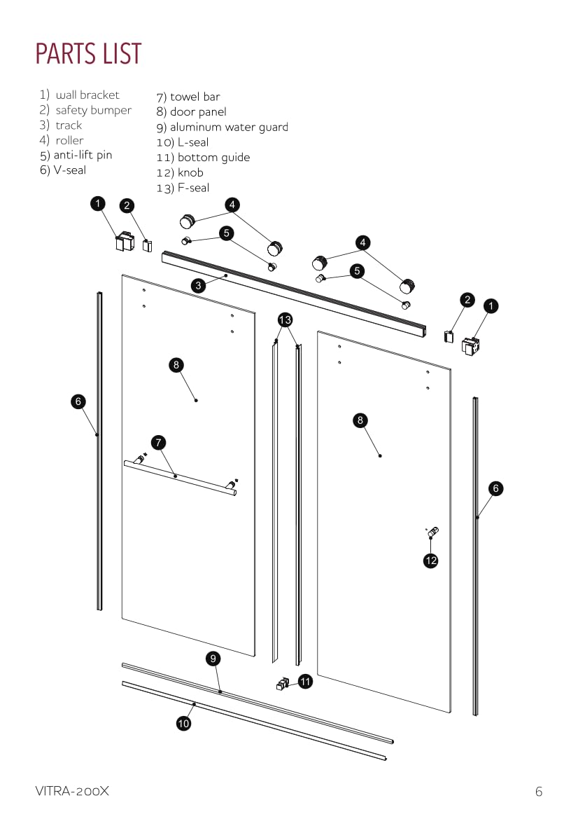 Eurotech Showers VITRA-200 56.5-59" W x 78" H Twinglide Frameless Shower Door w/ 3/8" Clear Tempered Glass (Brushed Nickel)
