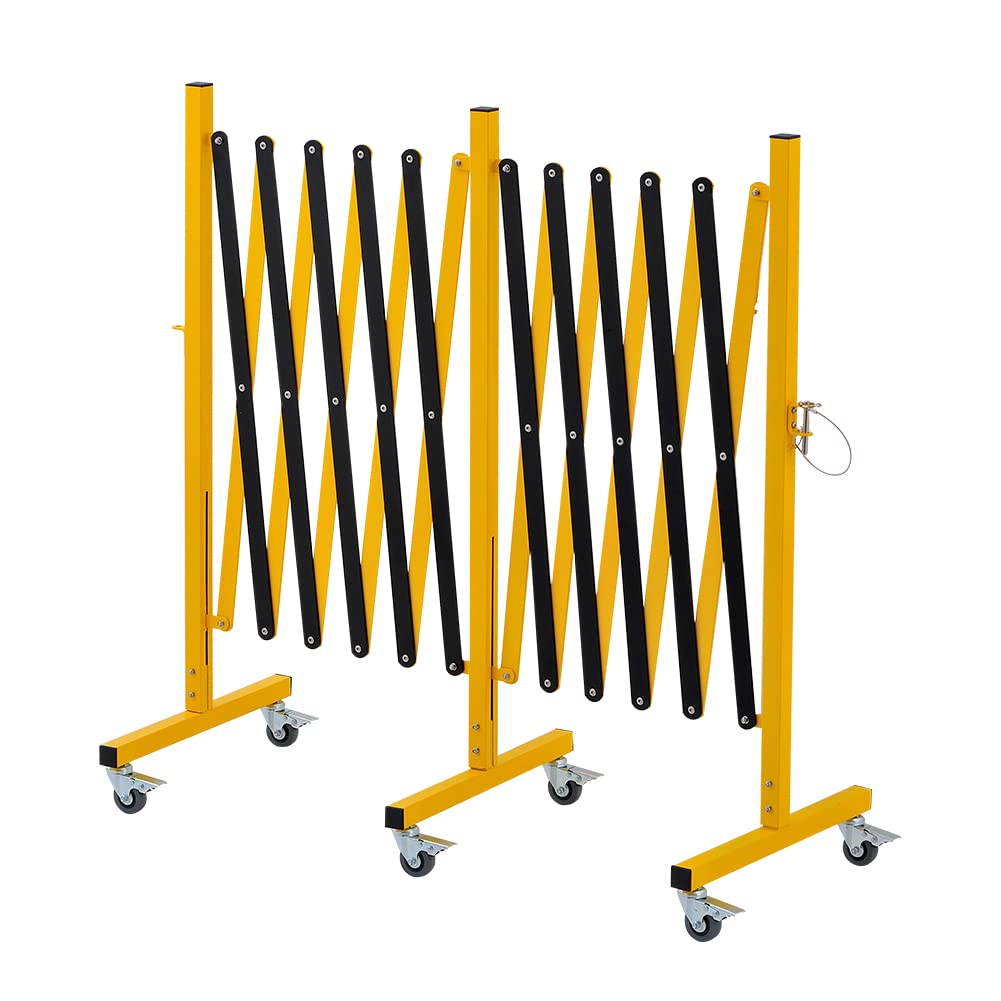 GYMTIME Industrial Expandable Metal Barricade, 16 Feet, Easily Assembled Safety Barrier with Casters, Flexible Mobile Retractable Gate, Adjustable Traffic Fence