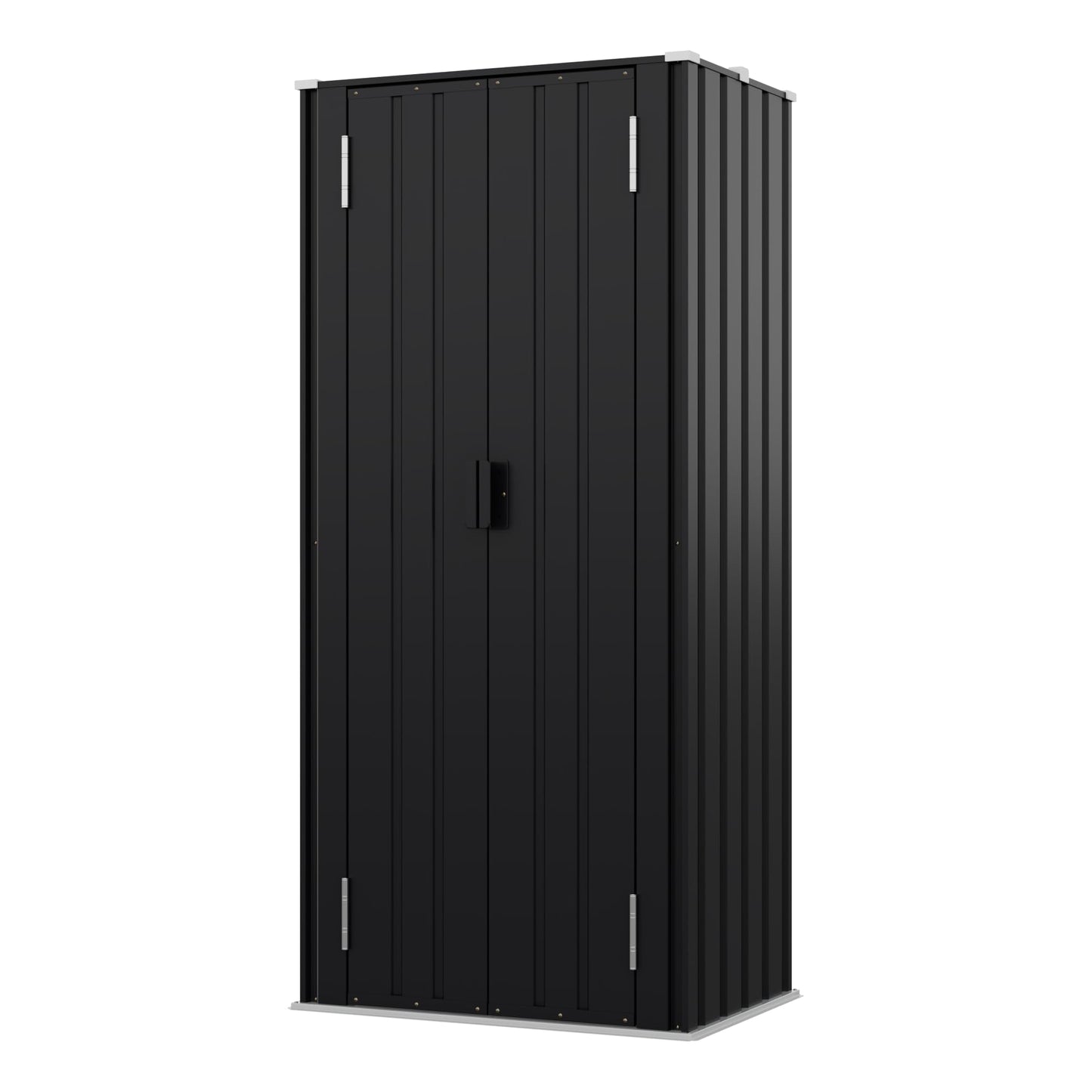Devoko 28 Cuft Lockable Metal Storage Shed, Vertical Indoor Outdoor Tool Cabinet with 3 Adjustable Shelves for Patio Garden Backyard, Black