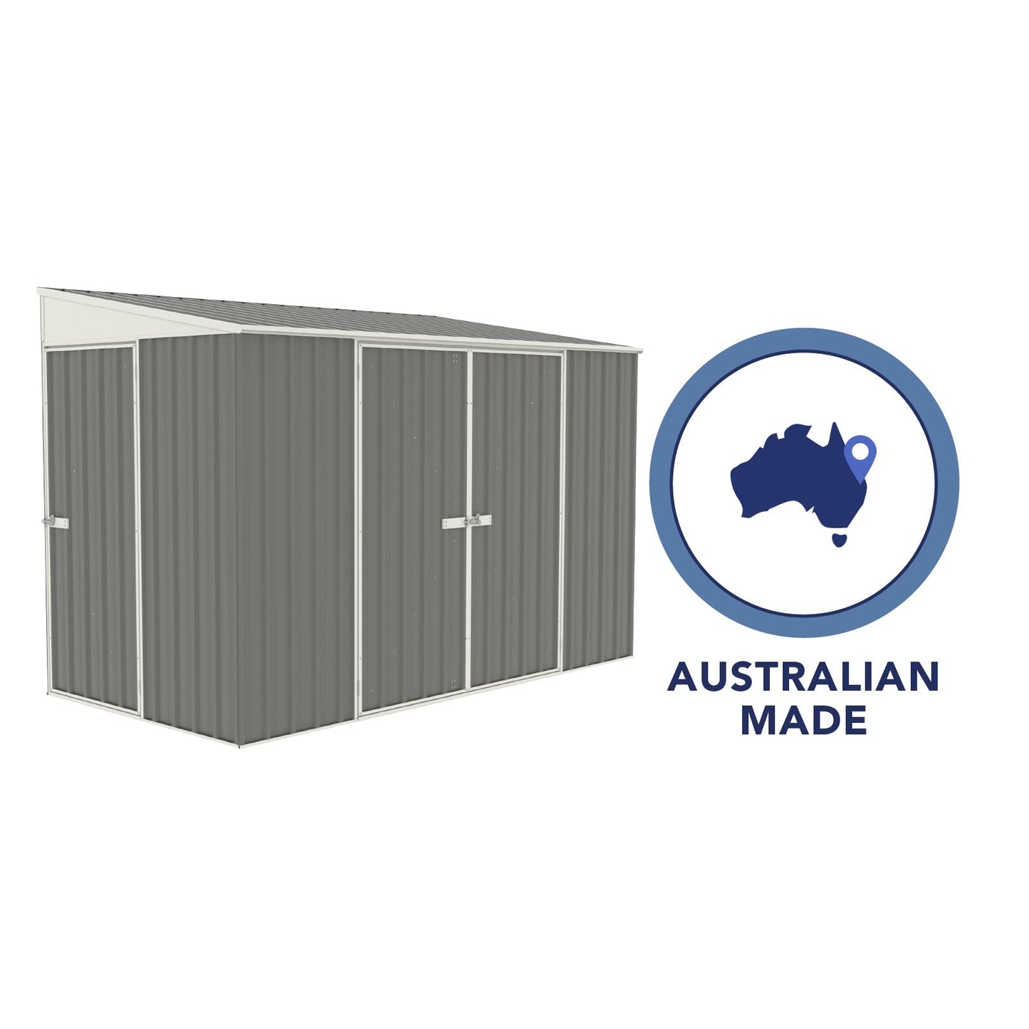 Absco Durango 5 Ft. x 10 Ft. Metal Storage Shed DIY Three Door Woodland Gray Galvanized Steel Bike Shed for Tools, Lawn & Garden Equipment, Outdoor Patio Furniture, Garden Lean to Shed Kit
