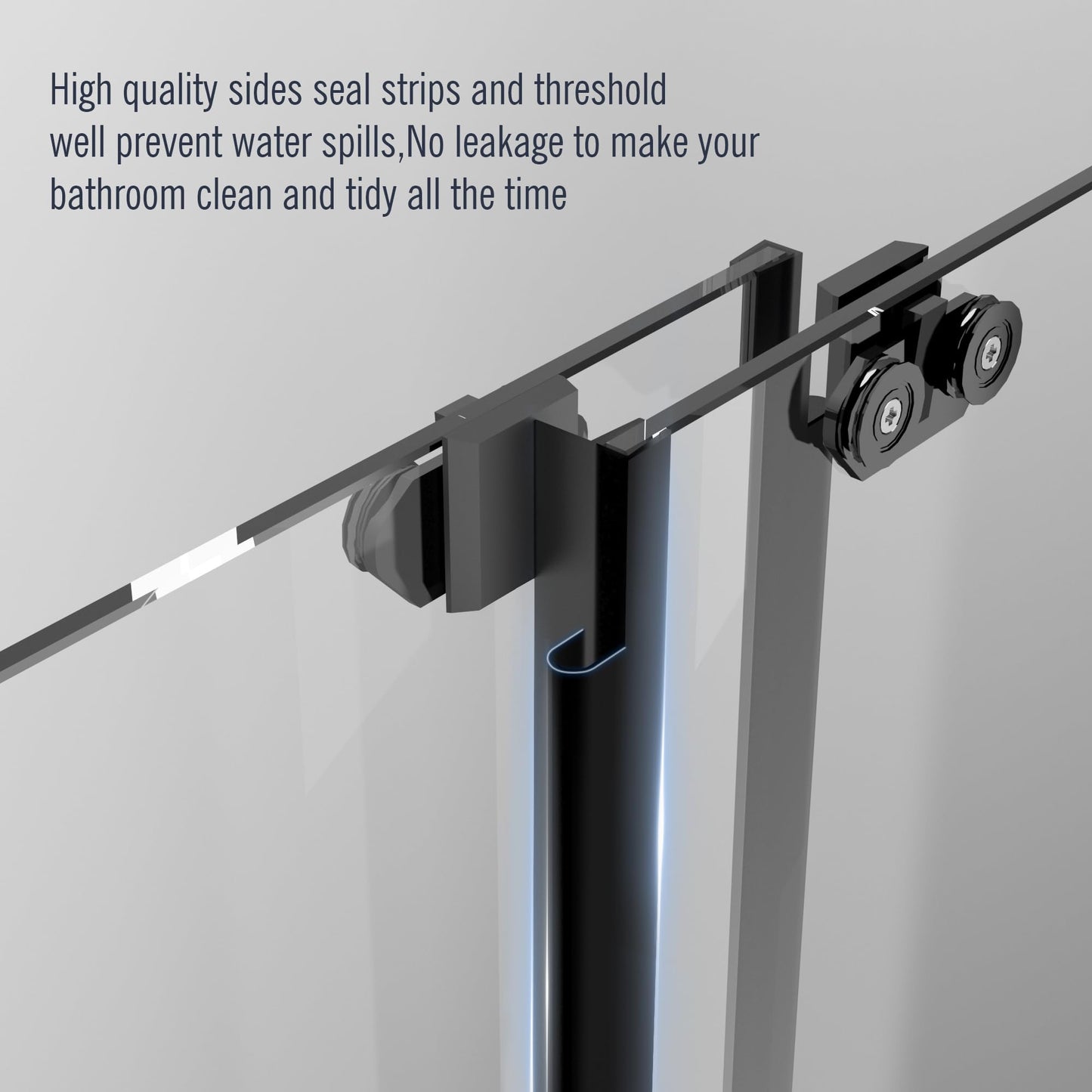 Foskbaths Bathtub Sliding Door 55"-60" W x 56" H Tub Shower Door, Bathtub Glass Door Double Sliding Tempered Glass with Explosion-Proof Film Stainless Steel Matte Black