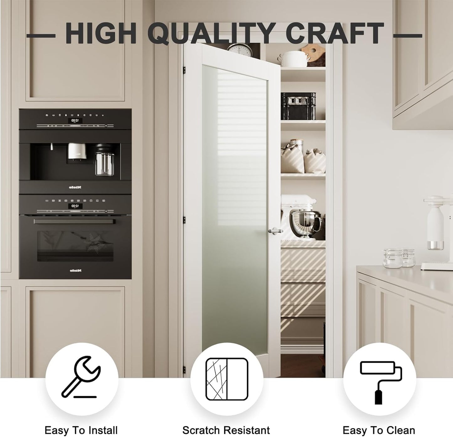 CRUTOP 32''x80'' 1-Panel Clear Glass Interior Slab Shaker, Pre-Assembled Panel for Barn Door, Pocket Doors, French Doors; for Pantry, Bedroom, Closet, Laundry Room & Bathroom โWhite Paintable