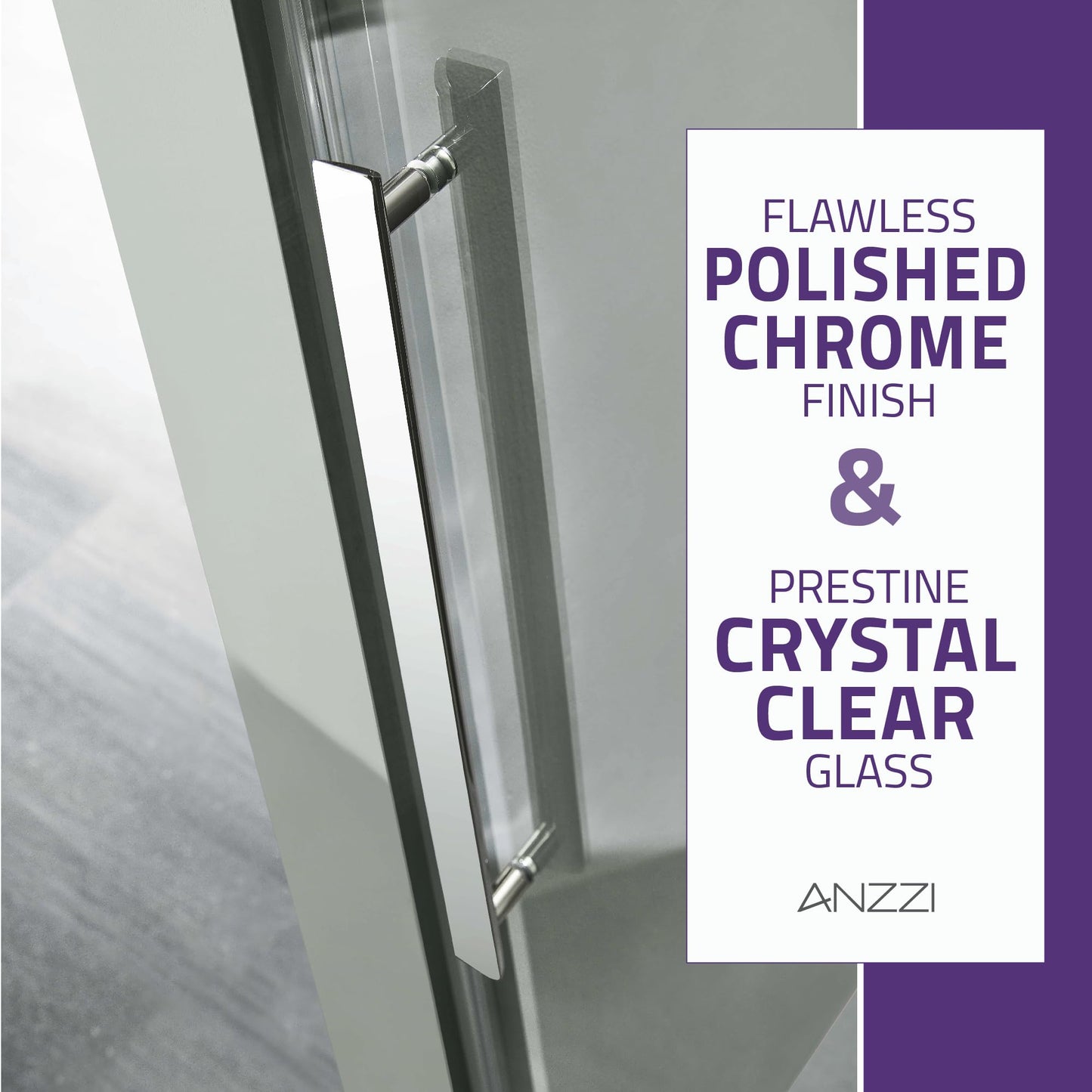 ANZZI 76" x 60" Frameless Shower Door in Polished Chrome, Stella Water Repellent Glass Shower Door with Seal Strip Parts and Handle, Easy Glide Rollers Sliding Shower Door (SD-FRLS05902CH)