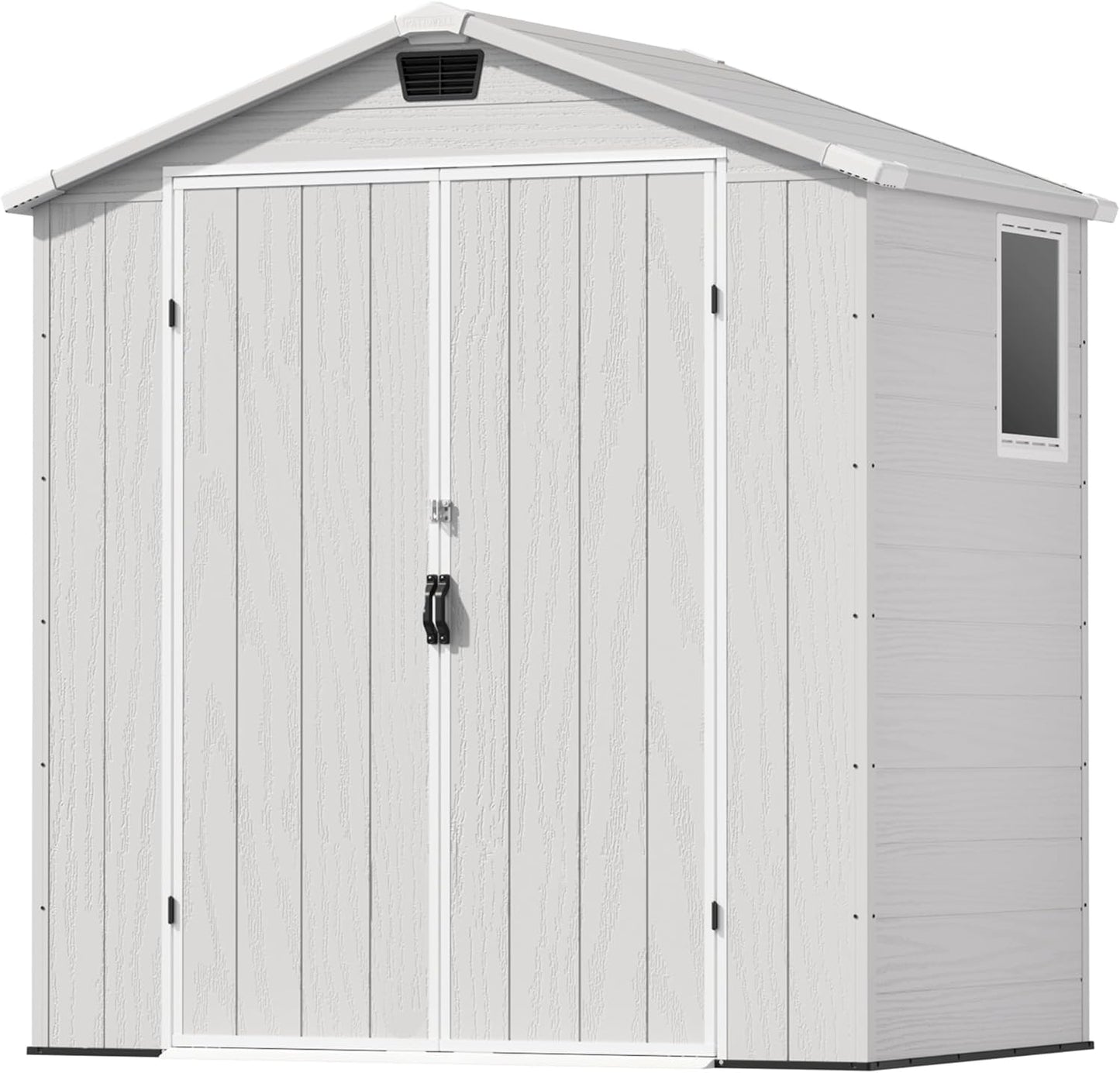 Patiowell 6X4 FT Plastic Outdoor Storage Shed with Floor, Resin Tool Sheds with Lockable Door and Window, Weather-Resistant Garden Shed, Easy Assembly for Backyard, Patio, Light Grey