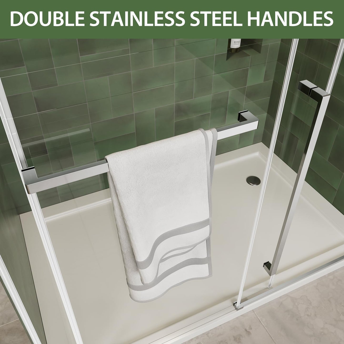 44-48" W x 76" H Glass Shower Door, Frameless Shower Door with 5/16" (8mm) Clear SGCC Tempered Glass, Explosion-Proof Film, Stainless Steel Hardware, Chrome