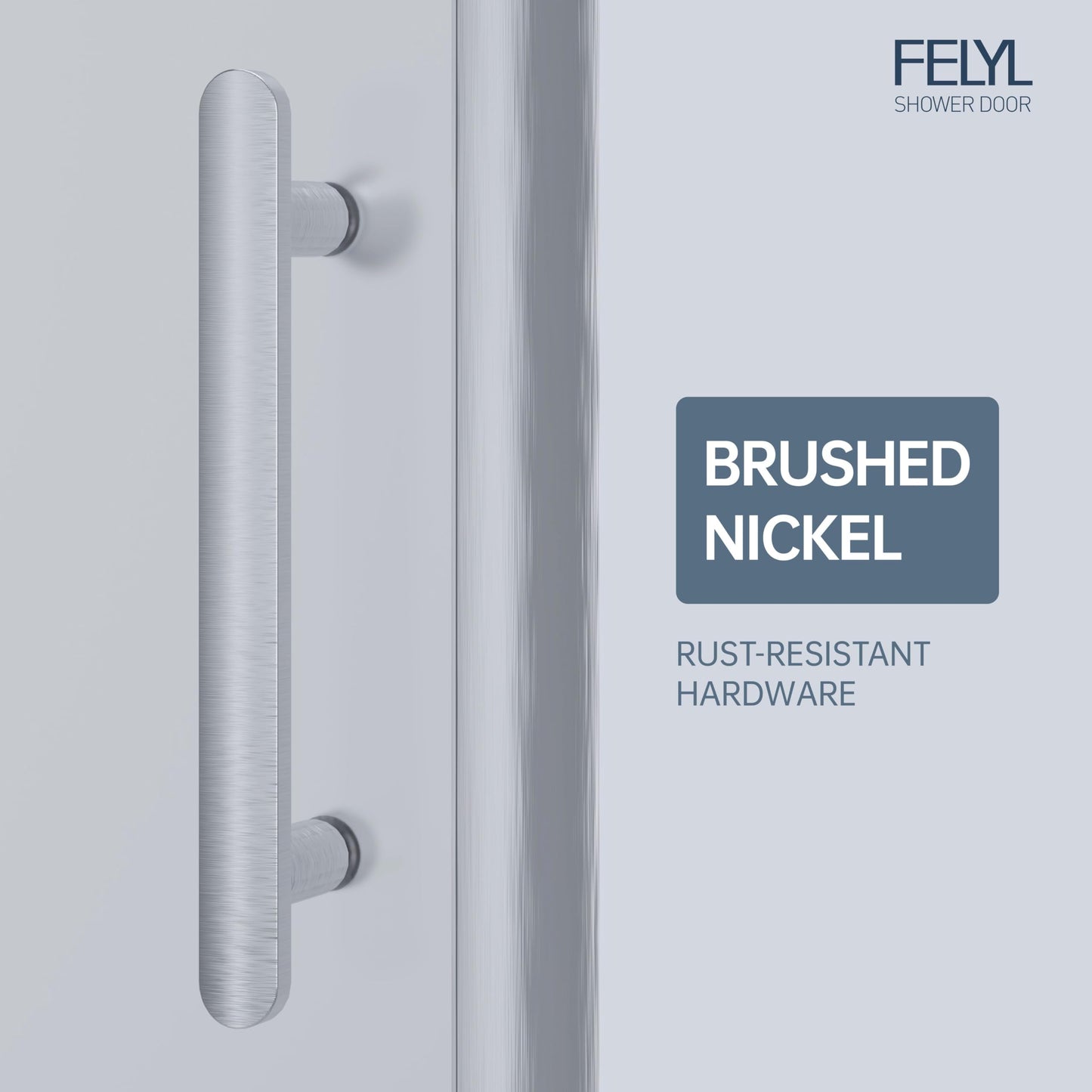 FELYL Frosted Sliding Shower Door 49-54" W x 72" H, Brushed Nickel, Single Sliding Door, Framed, 1/4" (6mm) SGCC Tempered Glass, Reversible Installation