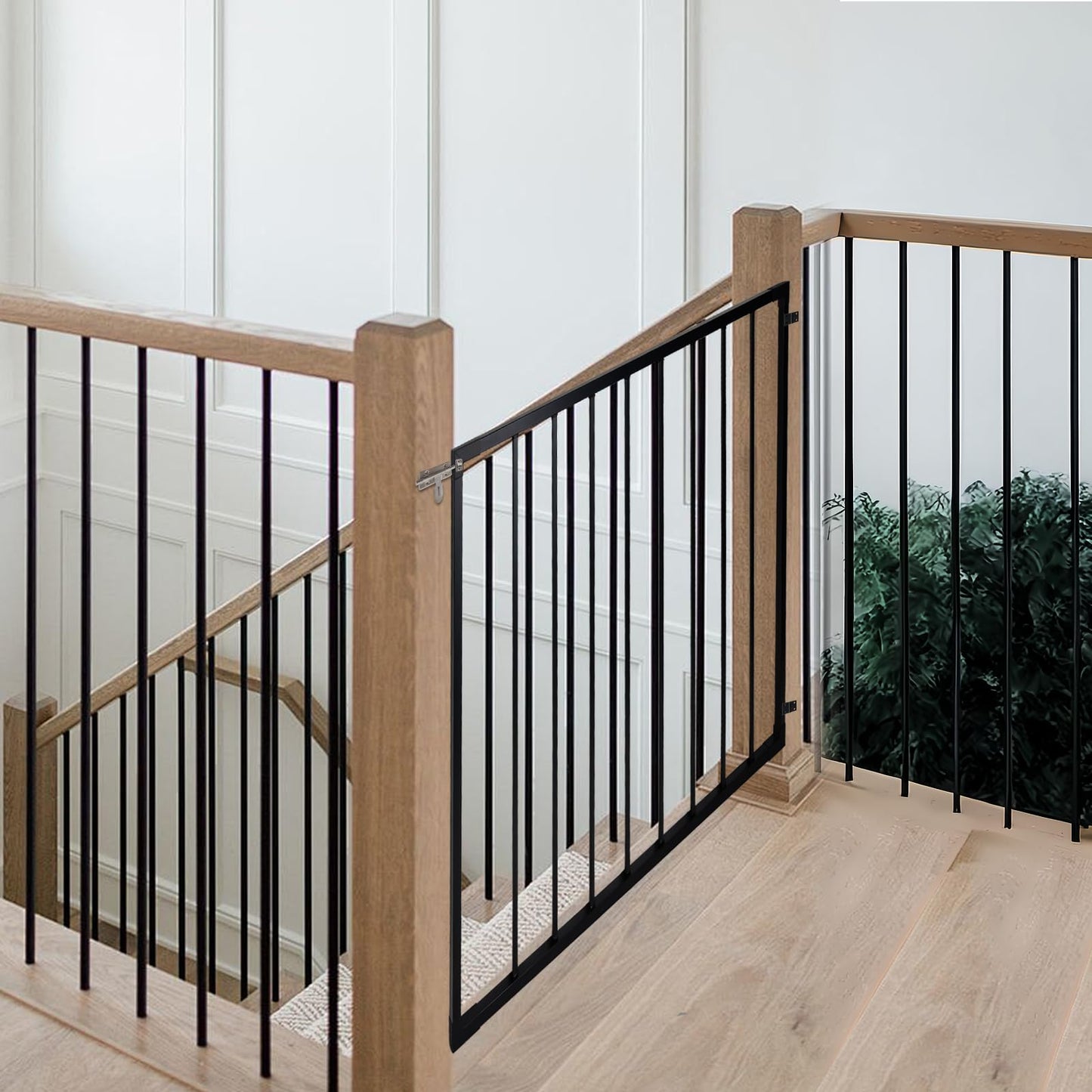 Deck Fence Gate Kit (38" Height X 48" Width) – Entry Way Metal Gate Black Powder Coated DIY Fence Gate for Residential Deck, Patio, Yard & Garden – Includes Hinges and Latch