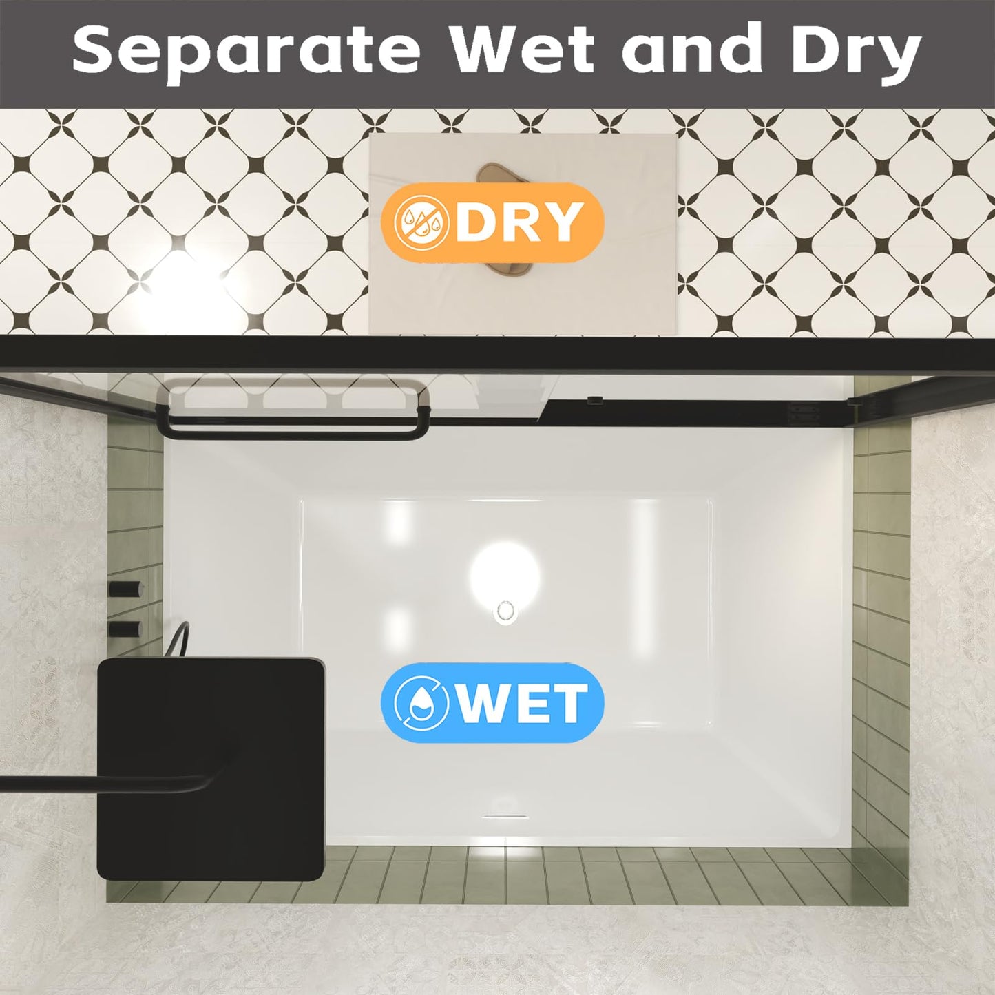 Favfurish 56-60" W×60" H Bathtub Shower Door,Aluminum Frame Double Sliding Door with 1/4 (6 mm) Tempered SCGG Glass,Explosion Proof Film,Stainless Steel Handle,2 inch Adjustment,Matt Black