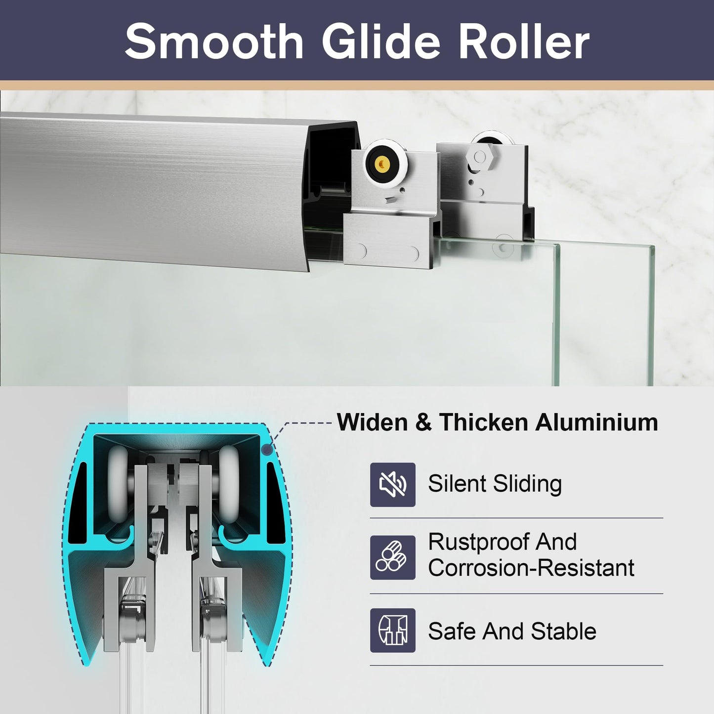 EASYWORC Double Sliding Shower Door, 43"-48" W x 70" H Semi-Frameless Frosted Shower Door, 1/4'' (6mm) Frosted SGCC Tempered Glass with Nano Coating and Explosion-Proof Film, Brushed Nickel