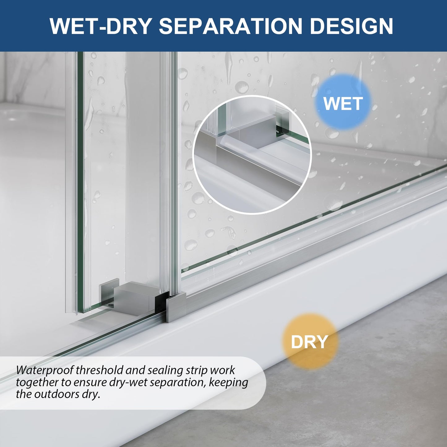 Frameless Shower Door,5/16" (8mm) Glass Sliding Shower Door with Soft-Close & Anti-Leak,Nano Coating Anti-Explosion Film SGCC Tempered Glass 43"-48" X 76"H,Brushed Nickel