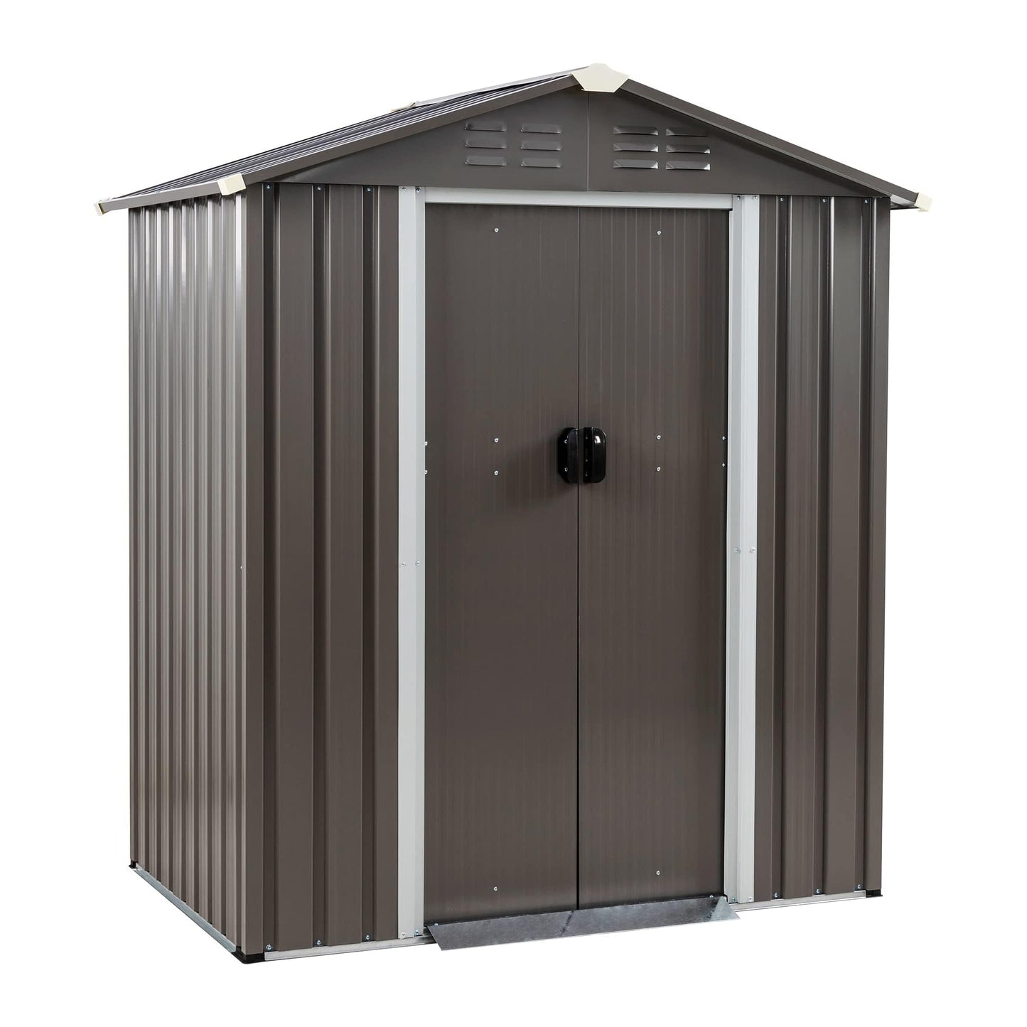 Shintenchi 5x3 FT Outdoor Storage Shed with Window, Lockable Outdoor Waterproof Tool Storage Sheds, Weather Resistant Tool Storage House Shed for Garden, Backyard, Patio Utility Tool Storage,Dark Gray