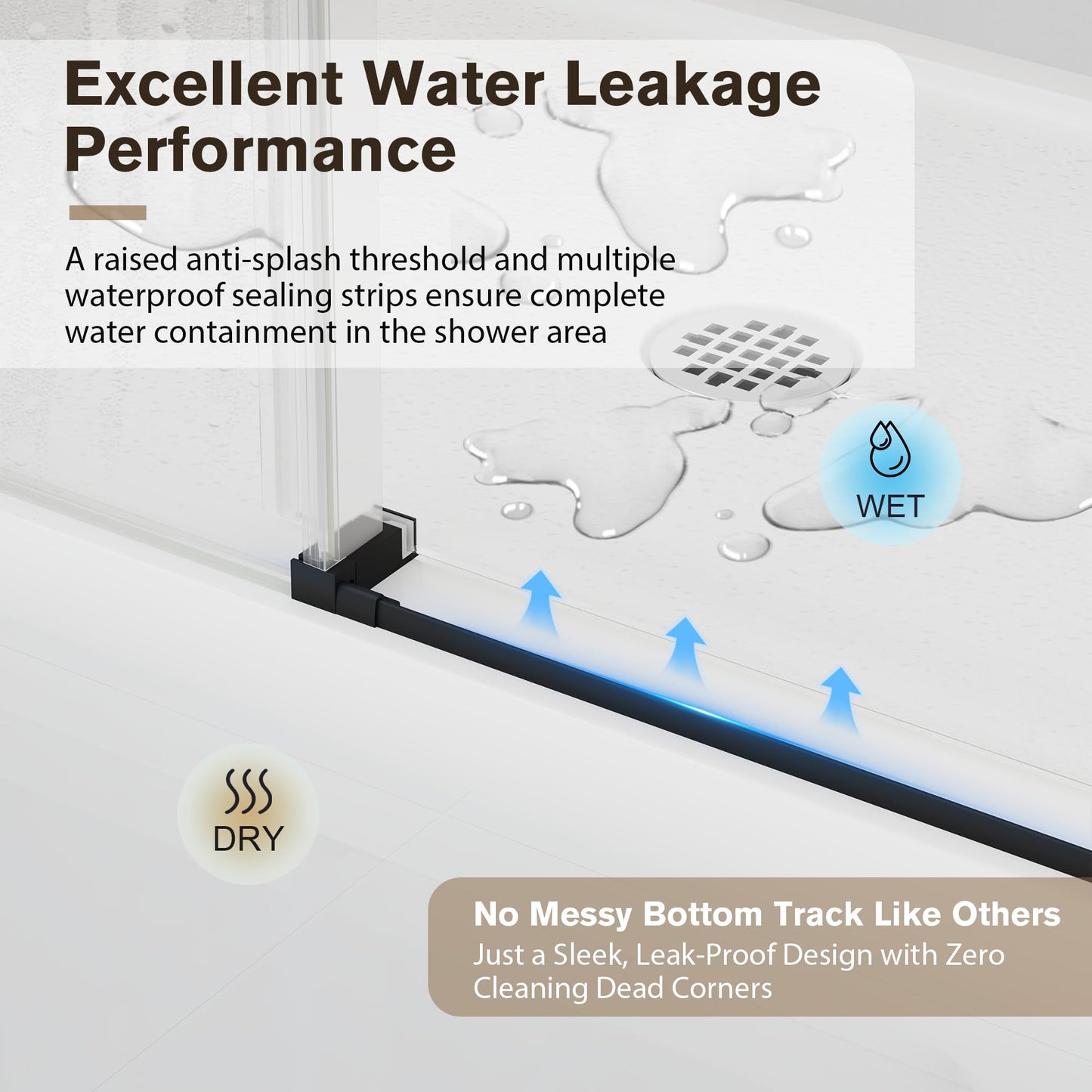 EASYWORC Frameless Glass Shower Door, 55-60" W x 76" H Sliding Frameless Shower Door, 1/4''(6mm) SGCC Tempered Glass, Explosion-Proof Film Nano Coating, Stainless Steel Hardware, Matte Black