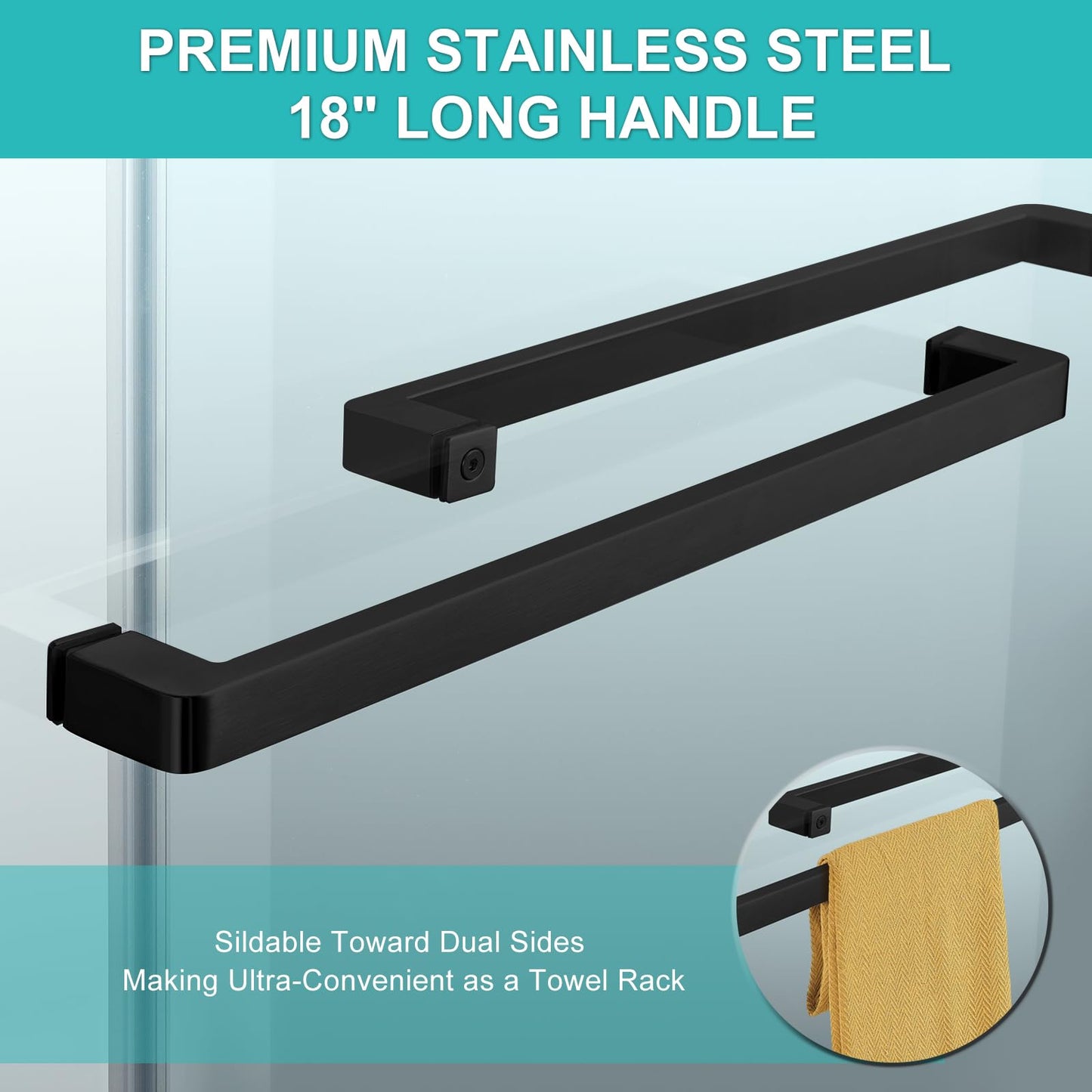 MoSweet Milano Double Sliding Shower Door, 44-48 in.W x 74 in.H Framed Shower Door 5/16"(8mm) Clear Tempered Glass, 18 inch Pull Handle, Stainless Steel Hardware, Matte Black Finished