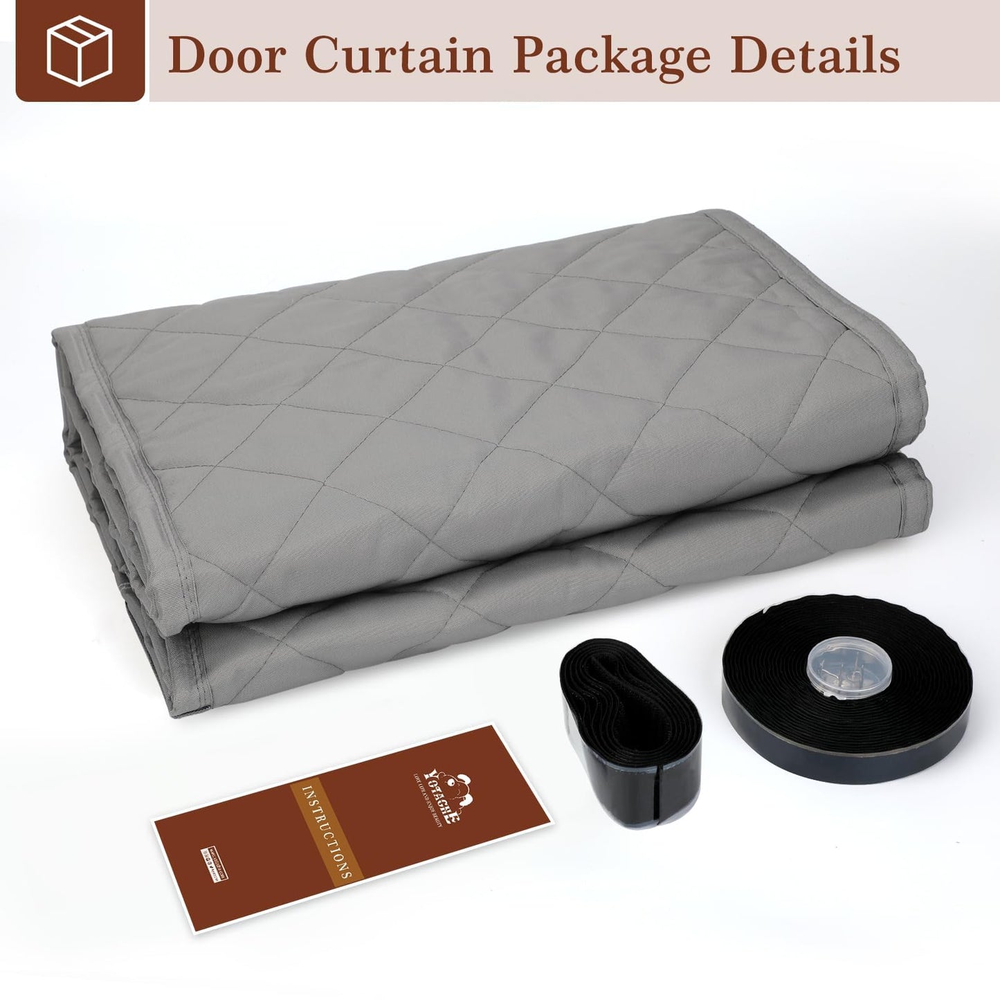 Yotache Magnetic Thermal Insulated Door Curtain Fits 38 x 82 inch Doors, Curtain Size 40" x 84" Weatherproof Oxford Material Screen Door Covers Keep Cold Drafts Out, Gray