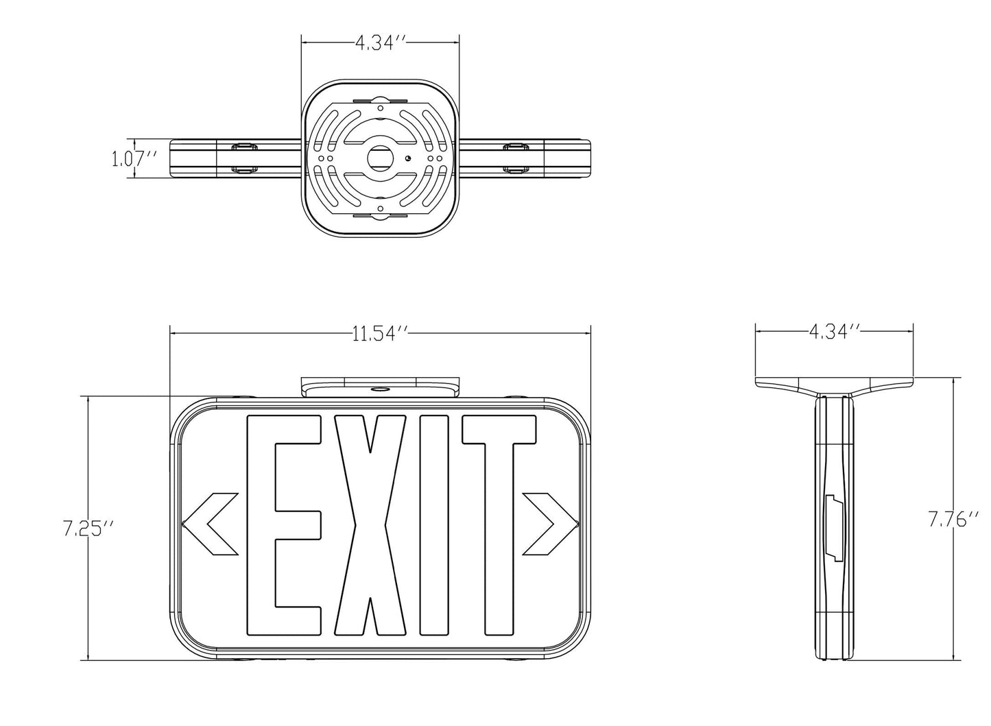 LIT-PaTH LED EXIT Sign, Emergency light with Double Face and Back Up Batteries- US Standard Red Letter Exit Lighting, UL 924 and CEC Qualified, 120-277 Voltage, 2-Pack