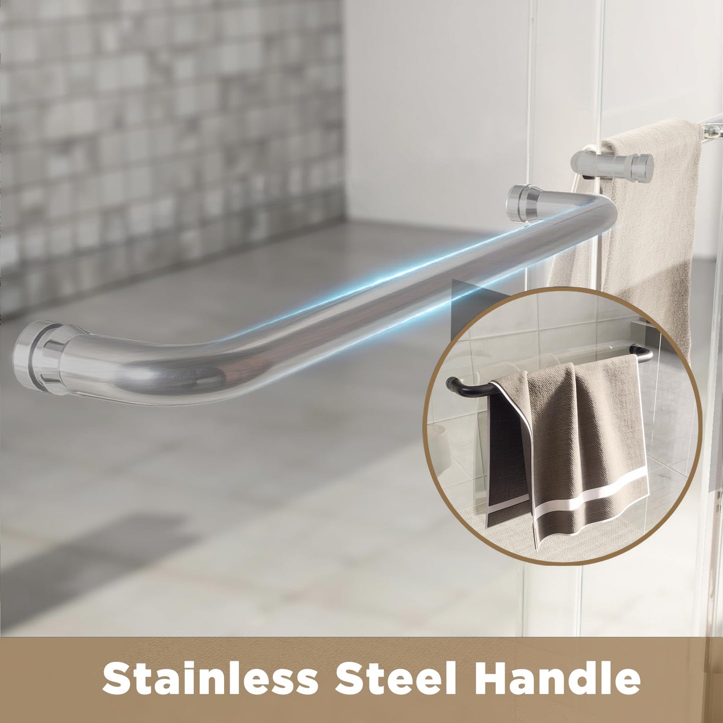 Favfurish 56-60"x 72" Shower Door,Aluminum Frame Double Sliding Shower Doors with 1/4 (6 mm) Tempered SCGG Glass,Explosion Proof Film,Stainless Steel Handle,2 inch Adjustment,Brushed Nickel