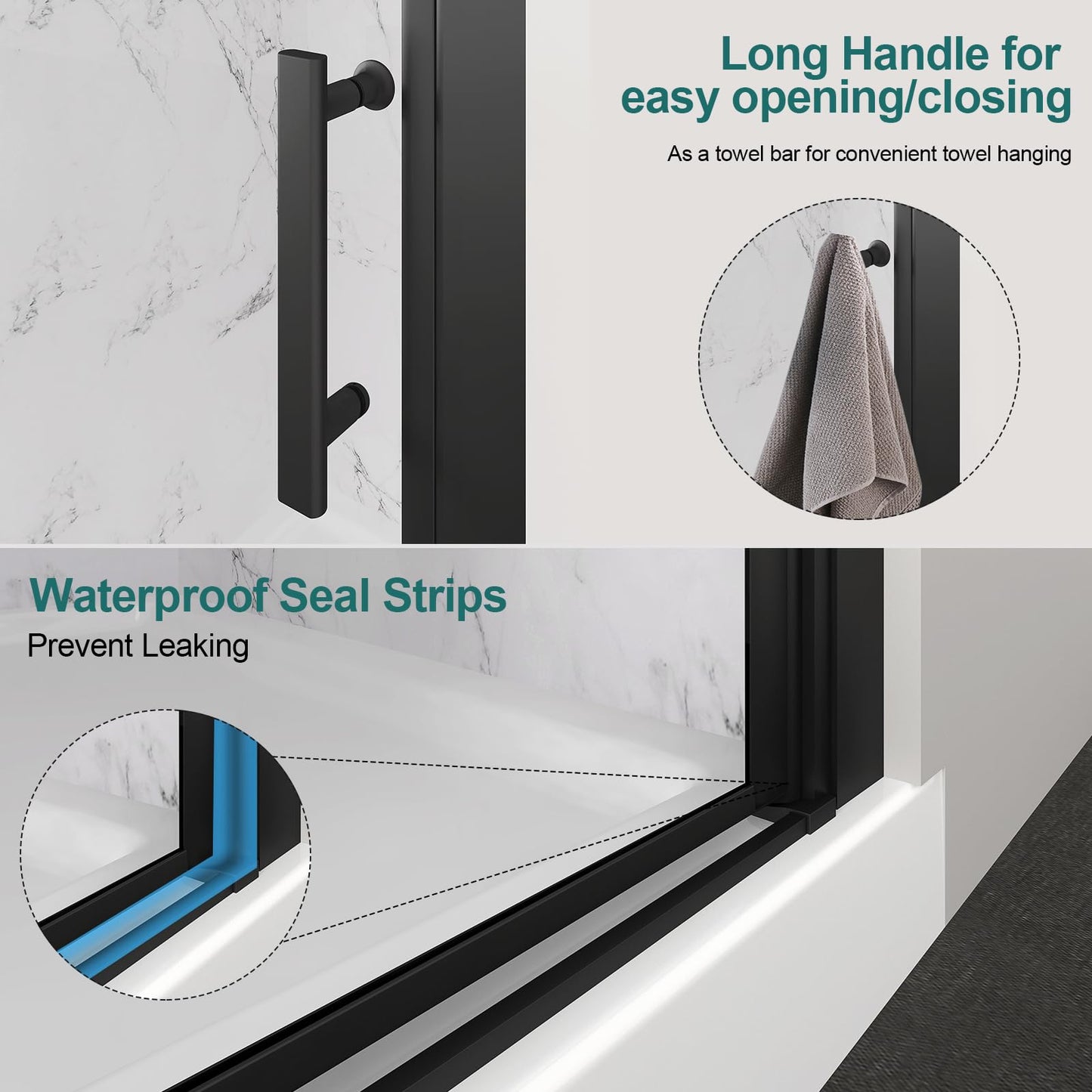 GDGZQD 27-29" W x 72" H Frameless Pivot Shower Door, 1/4" (6mm) Clear SGCC Tempered Glass Shower Door, Pivot Swing Shower Glass Door in Matte Black Finish, Reversible Installation