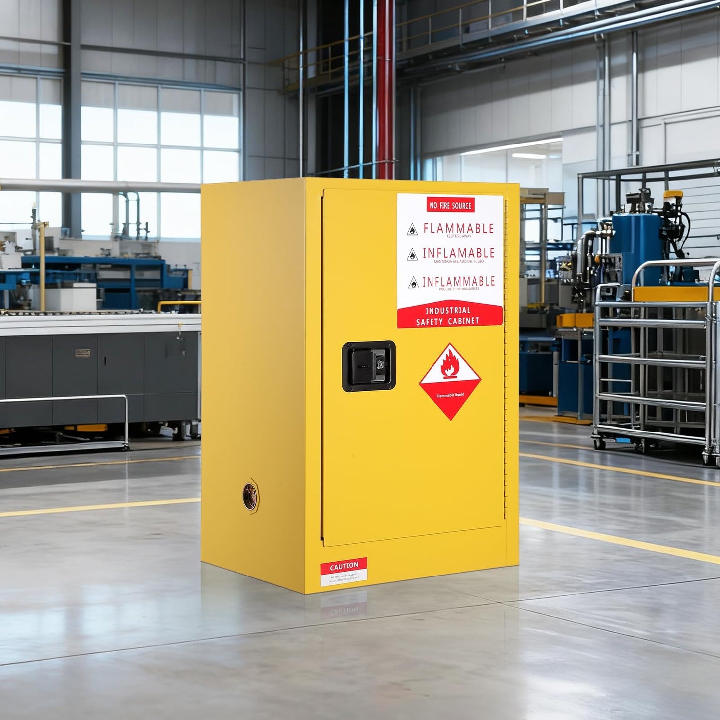 Patikuin Fire-Resistant Flammable Storage Cabinet - Cold-Rolled Steel, Auto-Closing Door, Adjustable Shelves, Industrial Chemical & Hazardous Liquid Safety - 40 Gallon, 18x23x65in