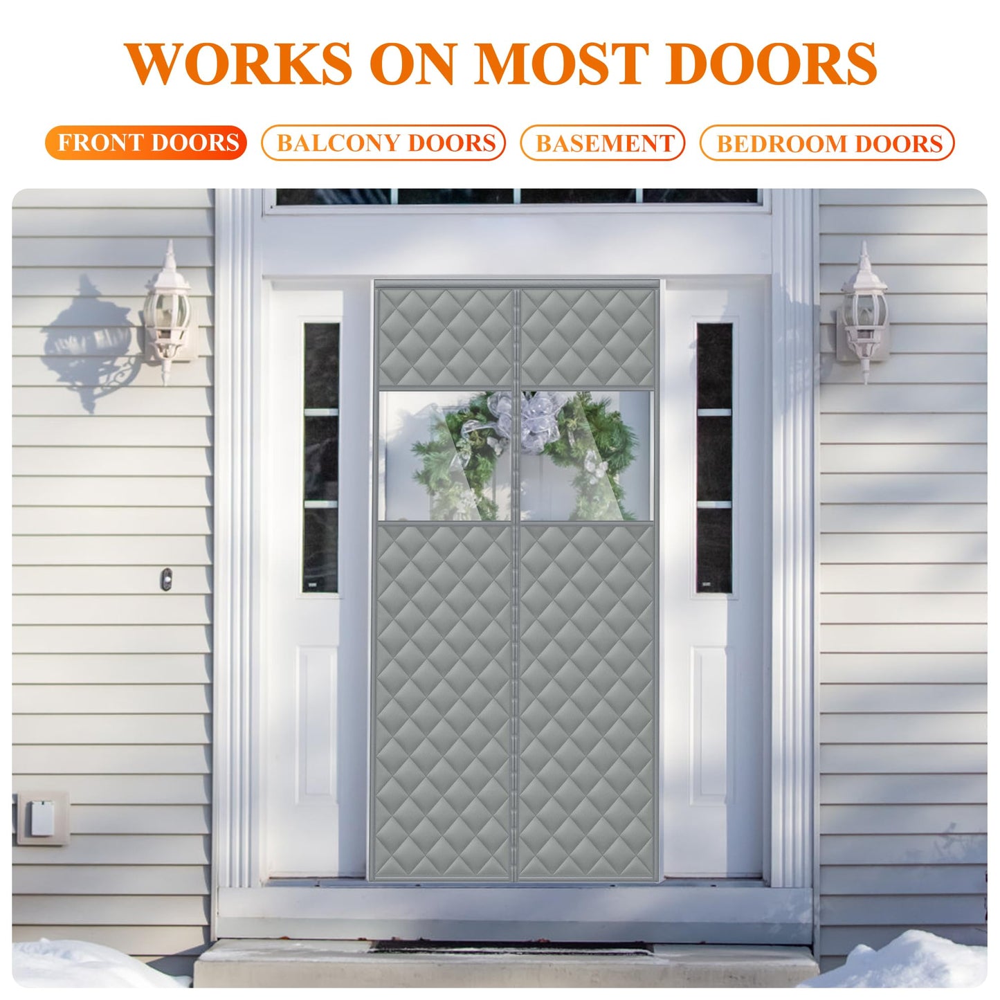 MAGZO Magnetic Thermal Insulated Door Curtain with Perspective Window, 38" x 82", Oxford Filled with Thicken Cotton, Insulation Cover Blanket for Winter/Extra-Wide Entry Door, Keep Cold Out, Grey