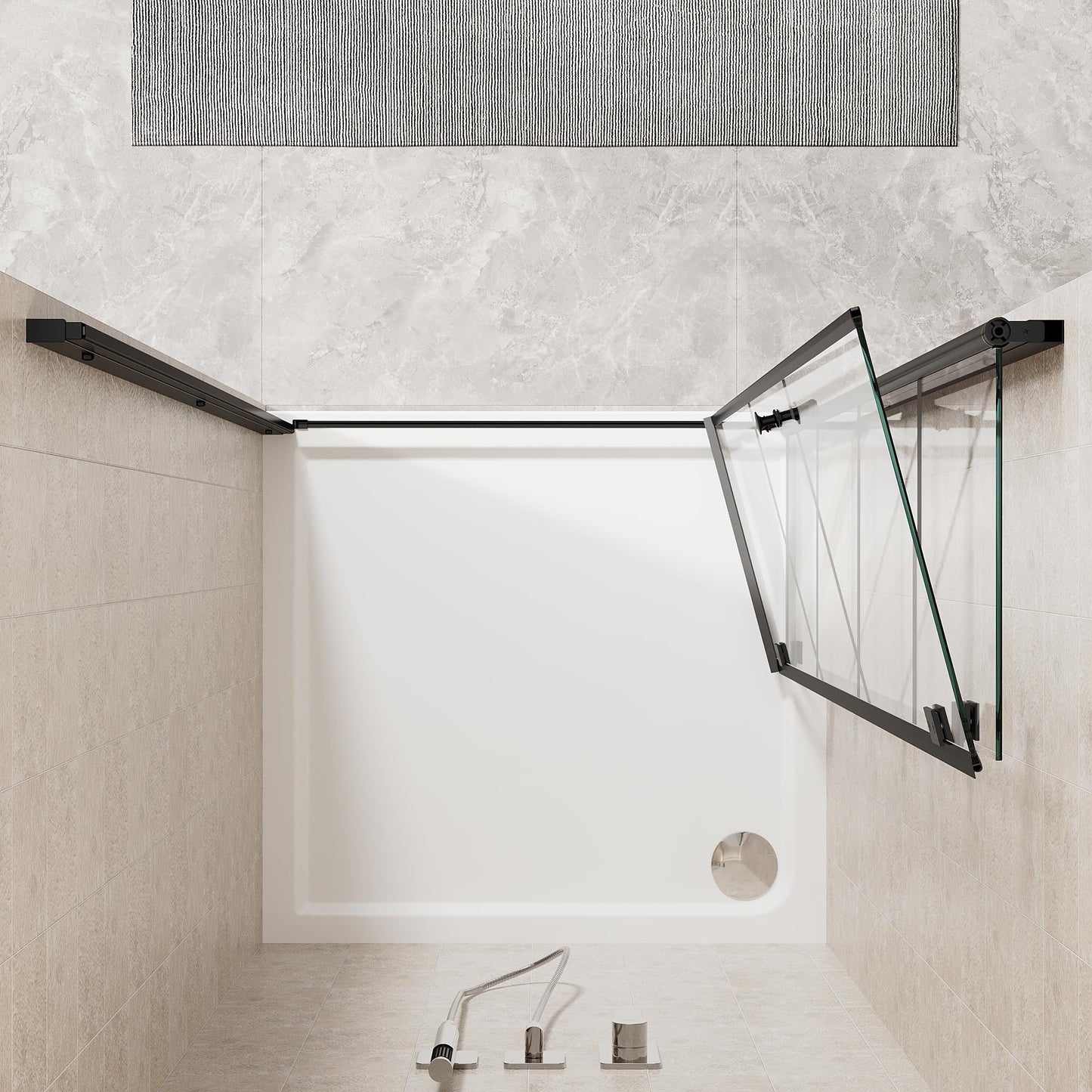 Bifold Shower Door 32" W x 72" H, UCALAFEE Glass Shower Door with 1/4" (6mm) Clear SGCC Tempered Glass, Easy-Clean & Anti-Fog Coating, Waterproof Seal for Bathroom Walk-in Shower, Matte Black