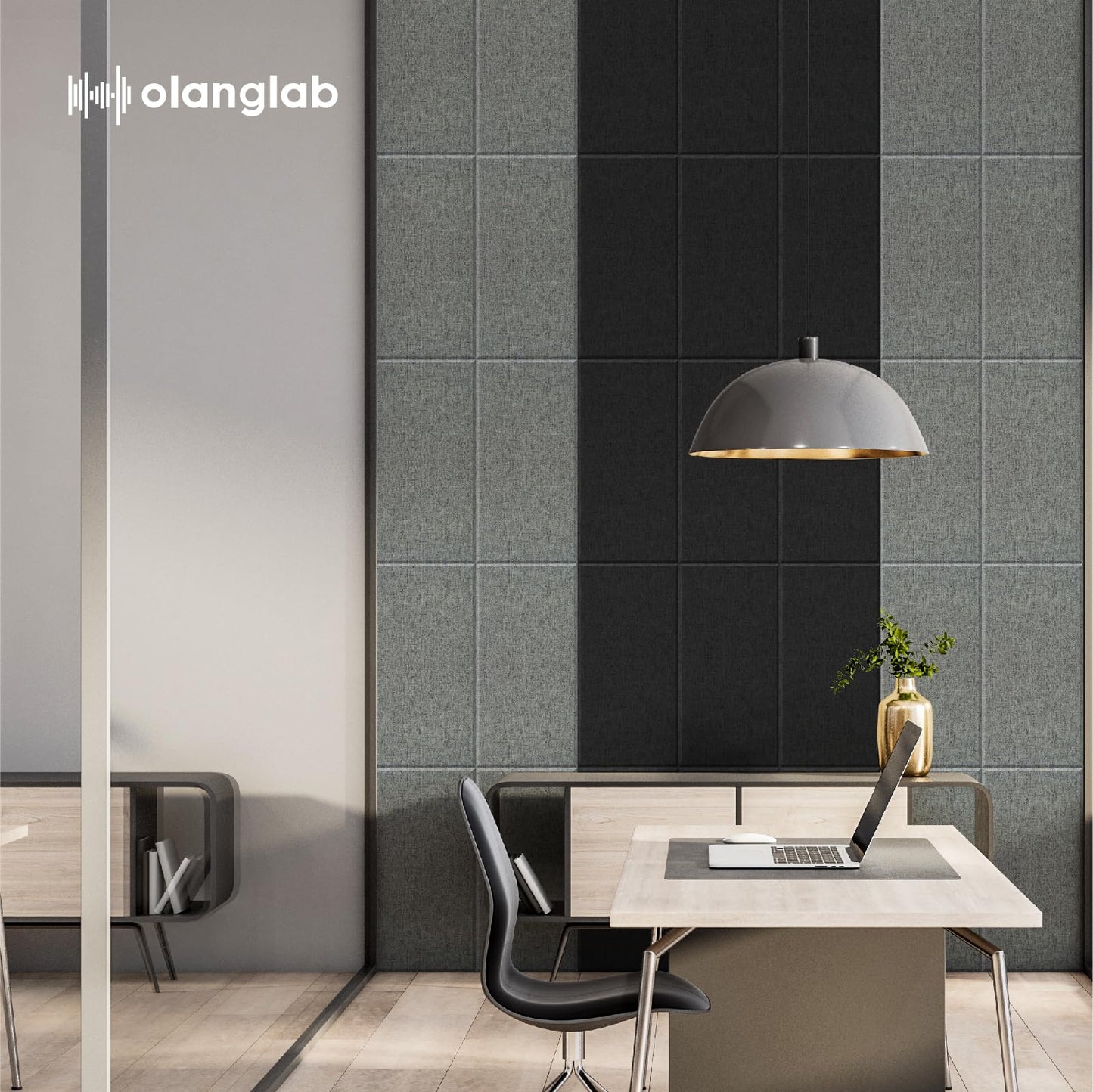 Olanglab Fiberglass Acoustic Wall Panels 4 Pack, 11.8'' x 23.6'' Sound Panels, Fabric Wrapped Sound Proof Panels for Walls (Black)