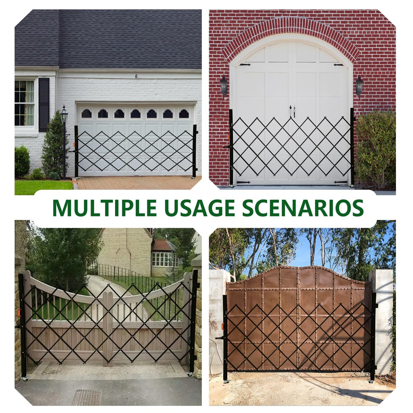 LTSEAME Folding Security Gate with Lockable Scissor Design and 360° Swivel Casters Outdoor Barricade for Entry Security, Garage, Warehouse, and Pool Areas (65“Wx50 H)