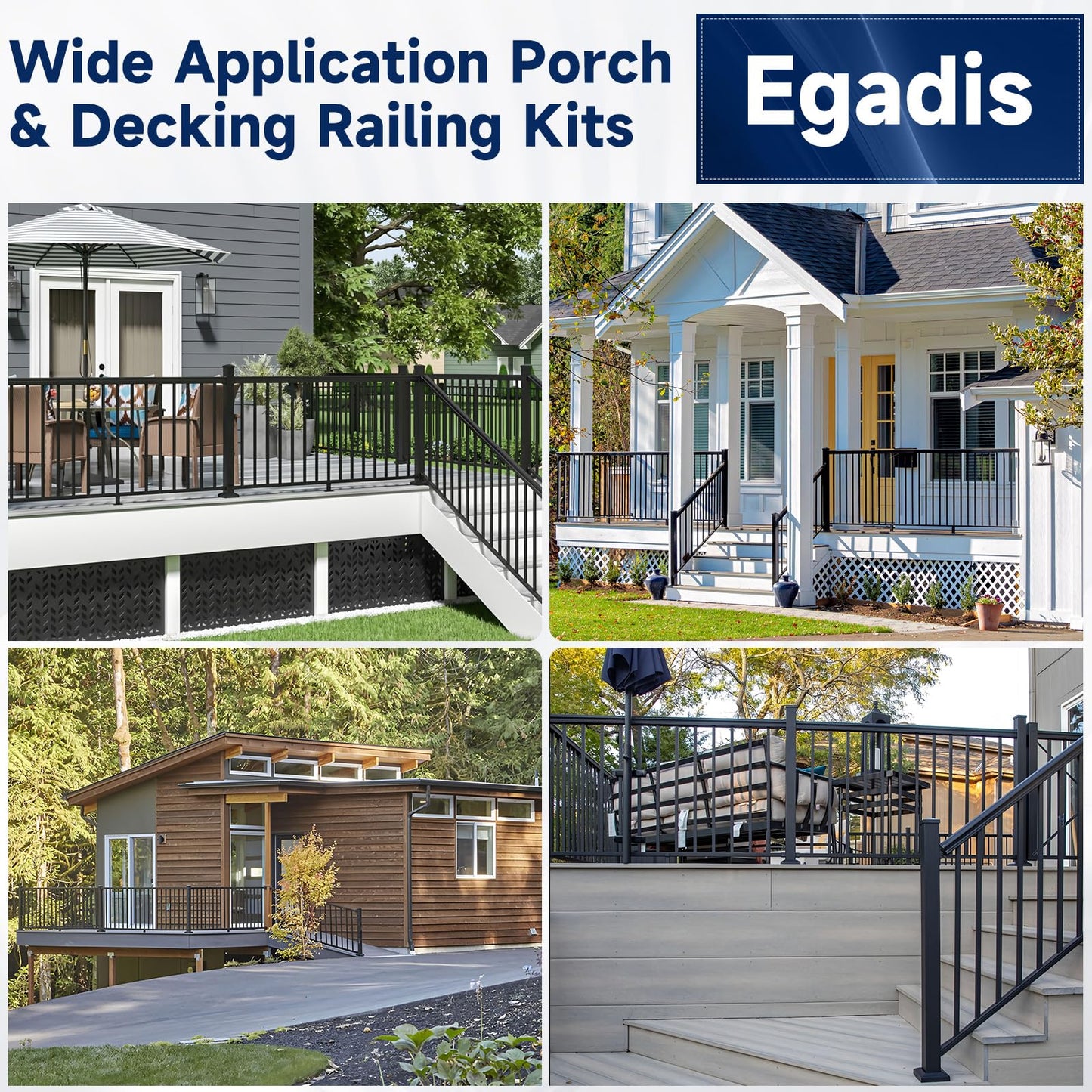 Egadis 2.56 in. x 2.56 in. x 39 in. Aluminum Railing Post, Porch and Deck Railing Post with Screws, Textured Outdoor AAMA 2604 Powder-Coat Finish Stair Post for Decks, Porches & Balconies (2 Post)
