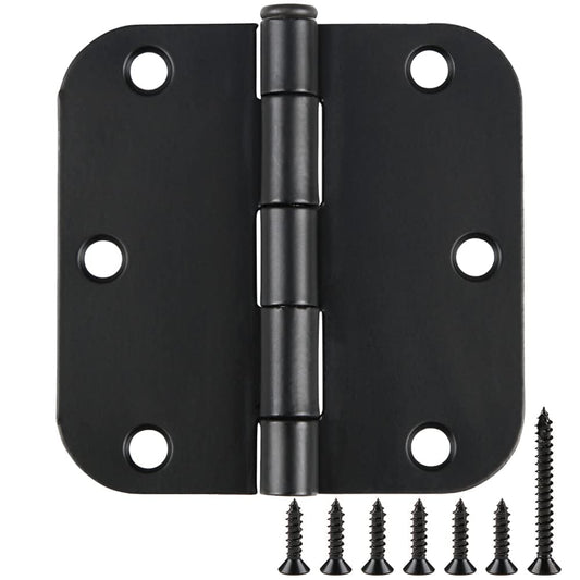 30 Pack Rounded Matte Black Door Hinges 3.5 Inch 5/8" Radius Interior 3 1/2 Inch Flat Iron Bifold Standard Hinge No Squeak Bedroom Indoor for Closet Doors 3 ½" Heavy Duty Hardware Doorway Study Room