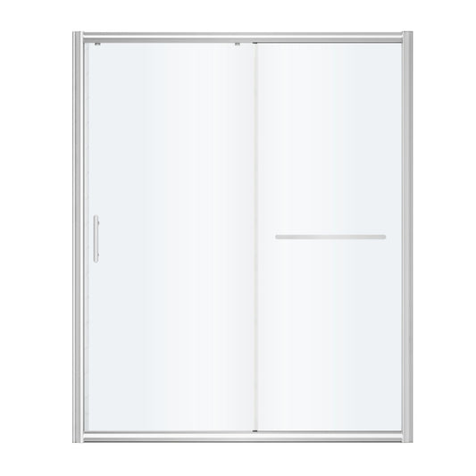 FELYL Frosted 72" Sliding Shower Door 67-72" W x 72" H, Chrome Finish, Single Sliding Door, Framed, 1/4" (6mm) SGCC Tempered Glass, Reversible Installation