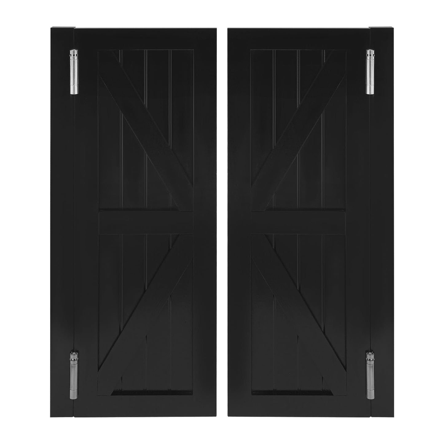 Solid Wood Swinging Saloon Cafe Doors, 180°Auto Close Partition Doors, Interior Double Panel Pine Wood Swing Door with Hinges for Kitchen Bar Pub Entrance Hallway Restaurant (Black, 27.55 * 35.43in)