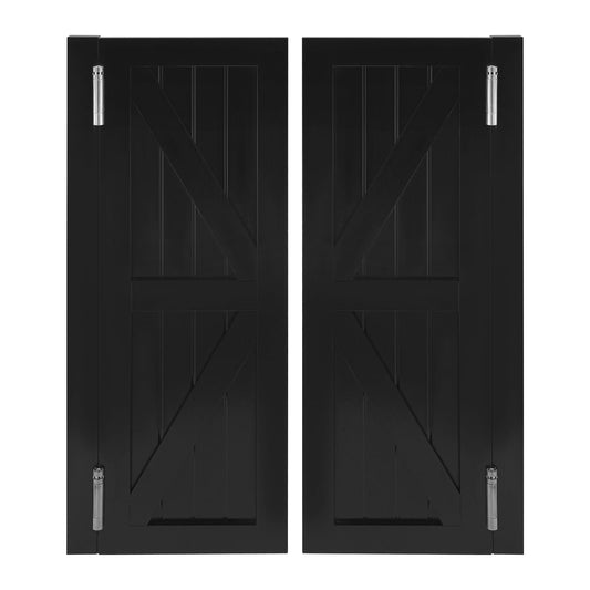 Solid Wood Swinging Saloon Cafe Doors, 180°Auto Close Partition Doors, Interior Double Panel Pine Wood Swing Door with Hinges for Kitchen Bar Pub Entrance Hallway Restaurant (Black, 27.55 * 35.43in)