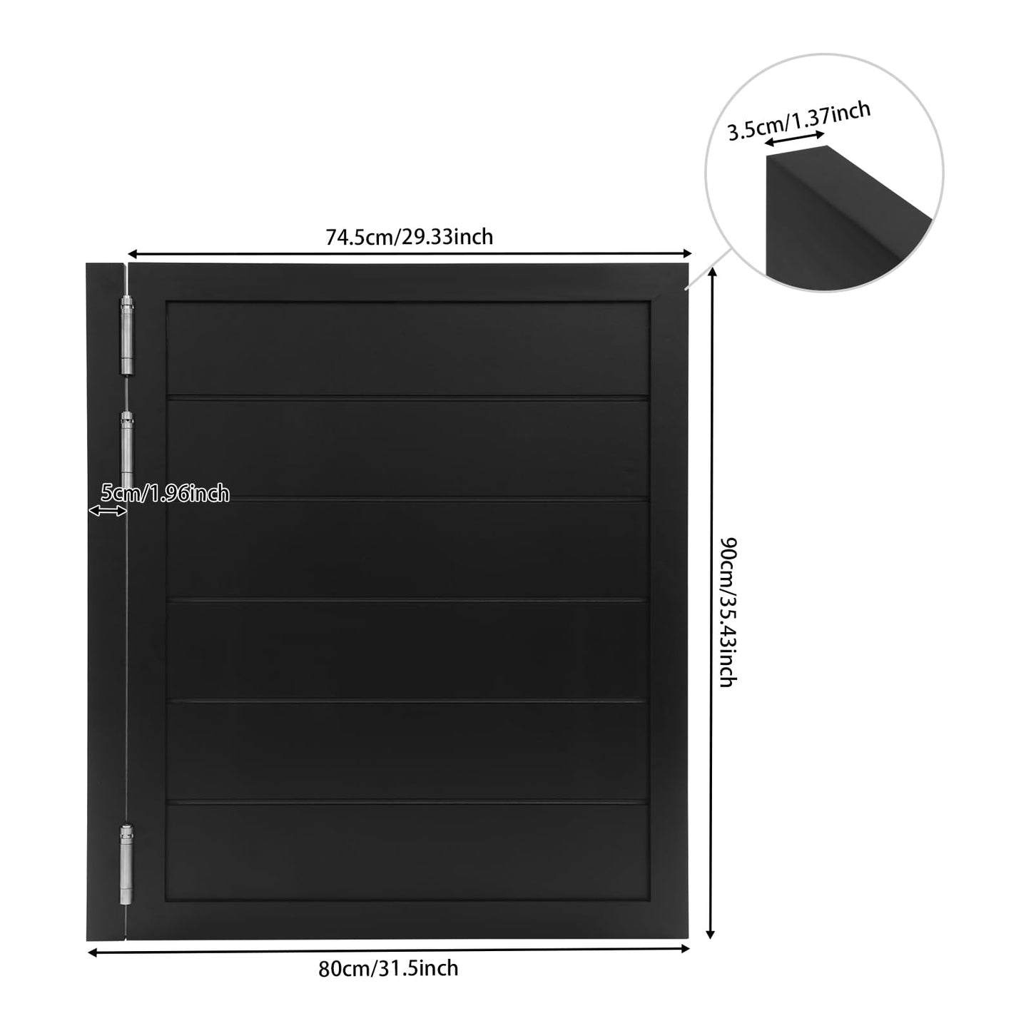 Swinging Door with Spring Hinges, Interior Cafe Saloon Door, Modern Style Pine Wood Louvered Auto Close Door for Kitchen Bar Shop Hallway Porch Entrance Partition (Black, 31.49 * 35.43in)