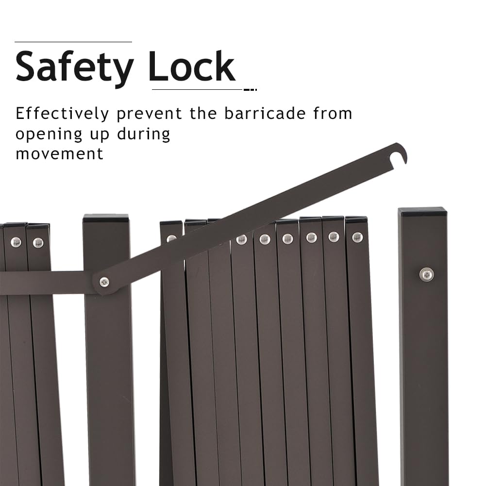 GYMTIME Industrial Expandable Metal Barricade, Safety Barrier with Casters, Flexible Mobile Folding Gate, Adjustable Traffic Fence for Warehouse, Shopping mall, Garden, Brown, 18 Feet, 47 inch High