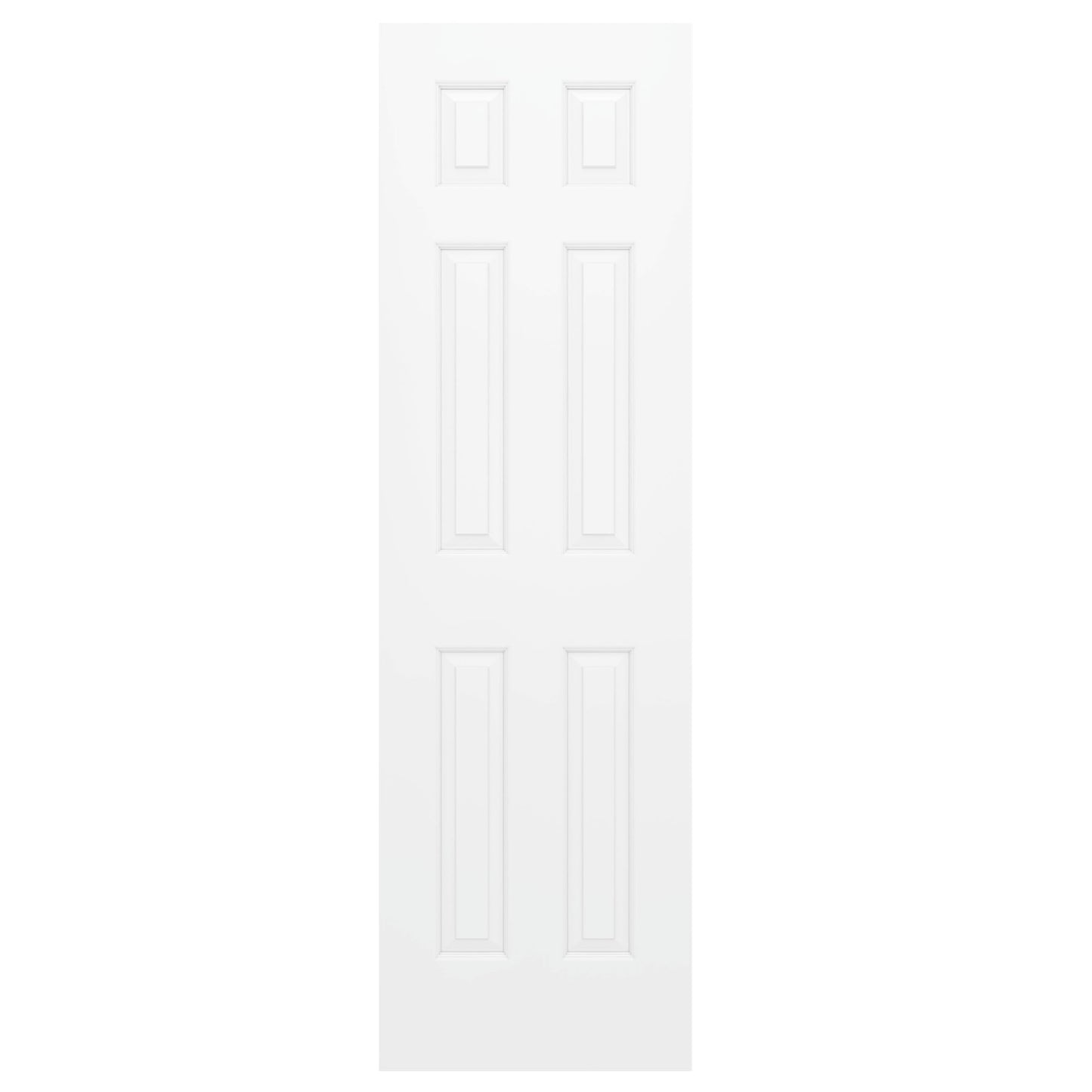 JUBEST 24"x80" Raised 6-Panel Textured White Primed Hollow Core Interior Molded Door Slab, NOT Pre-drilled and NOT Included Hardware, Paintable Interior Door for Pantry, Laundry, Office