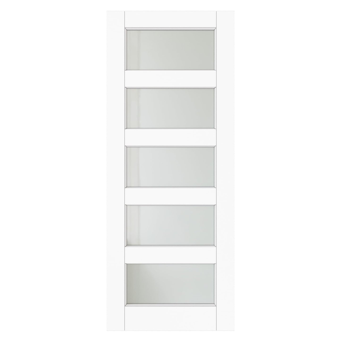 CRUTOP 32''x80'' Pre-Built Frosted Glass Interior Door Slab Shaker, for Barn Door, Pocket Doors, French Doors, for Pantry, Bedroom, Closet, Laundry & Bathroom, White Prefinish&Paintable