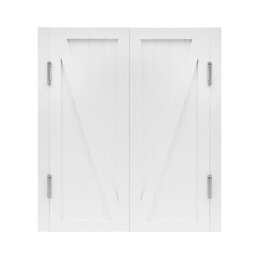 Swinging Doors, Interior Saloon Partition Doors with Stainless Steel Hinges, Wood Cafe Door, Auto Close Two-Way Open Half Door for Hallway Kitchen Bar Porch Pub Entrance (White, 31.5x35.43in)