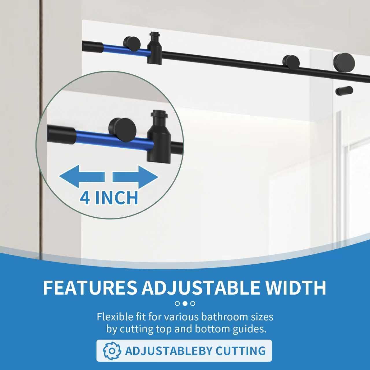 LetLuck 56-60" W x 76" H Frameless Shower Door, with Explosion-Proof Nano Coating, Matte Black Hardware, 5/16" (8mm) Thickness SGCC Certified Tempered Glass - Ideal for Walk-in Showers