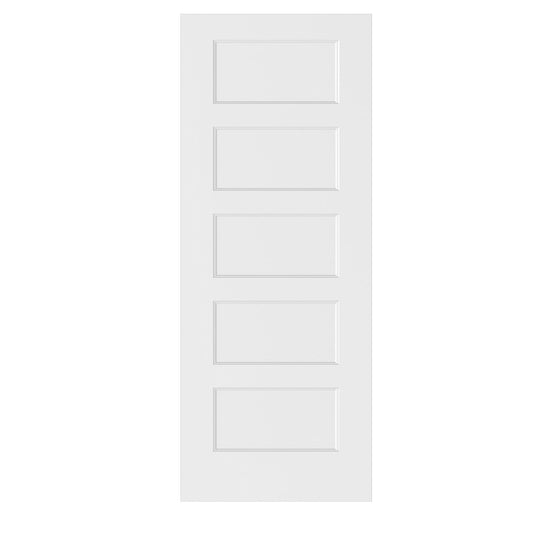 BARNSMITH 30x80 in 5-Panel White Primed Molded Door Slab, Shaker Style Paintable Hollow Core Interior Door Panel, for Swing, Pocket, Sliding Door, Durable and Lightweight, No Assembly Required