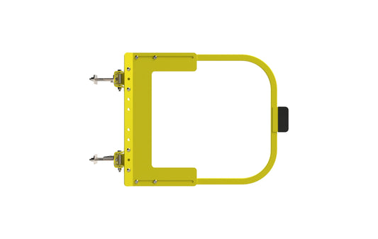 Safety Rail Co. Adjustable Self-Closing Safety Gate for Fall Protection — Powdercoat Yellow, 16-22 inches — OSHA Compliant — Made in USA
