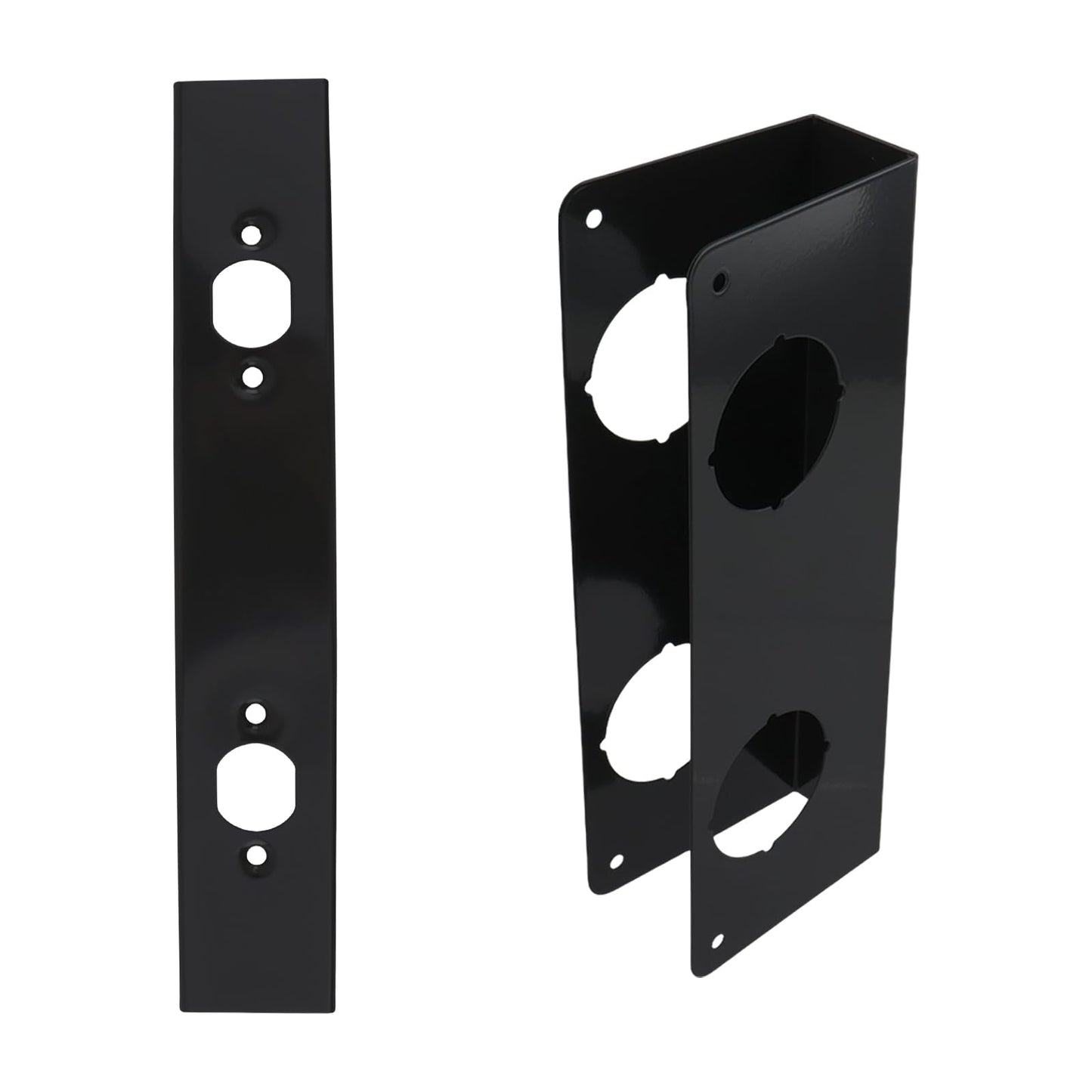 Pastlla Door Knob Reinforcement Plate, Stainless Steel Lock Doors Reinforcer Plate, Reinforce and Repair Wood or Metal Doors Fits 1-3/4" Door Thick, 2-3/8" Backset (Black)
