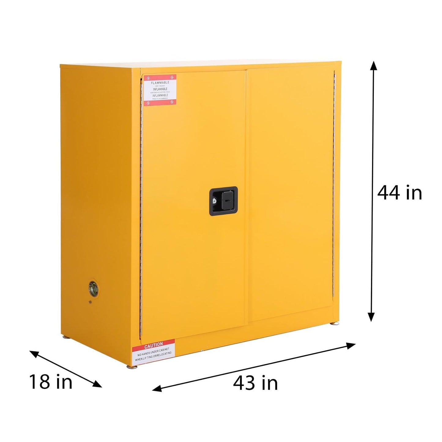 SierraSquad 30 Gal Flammable Safety Cabinet, 43" x 18" x 44" Galvanized Steel Flammable Liquid Storage Cabinet with 2 Adjustable Shelves 2 Manual Doors for Industrial Use, Yellow