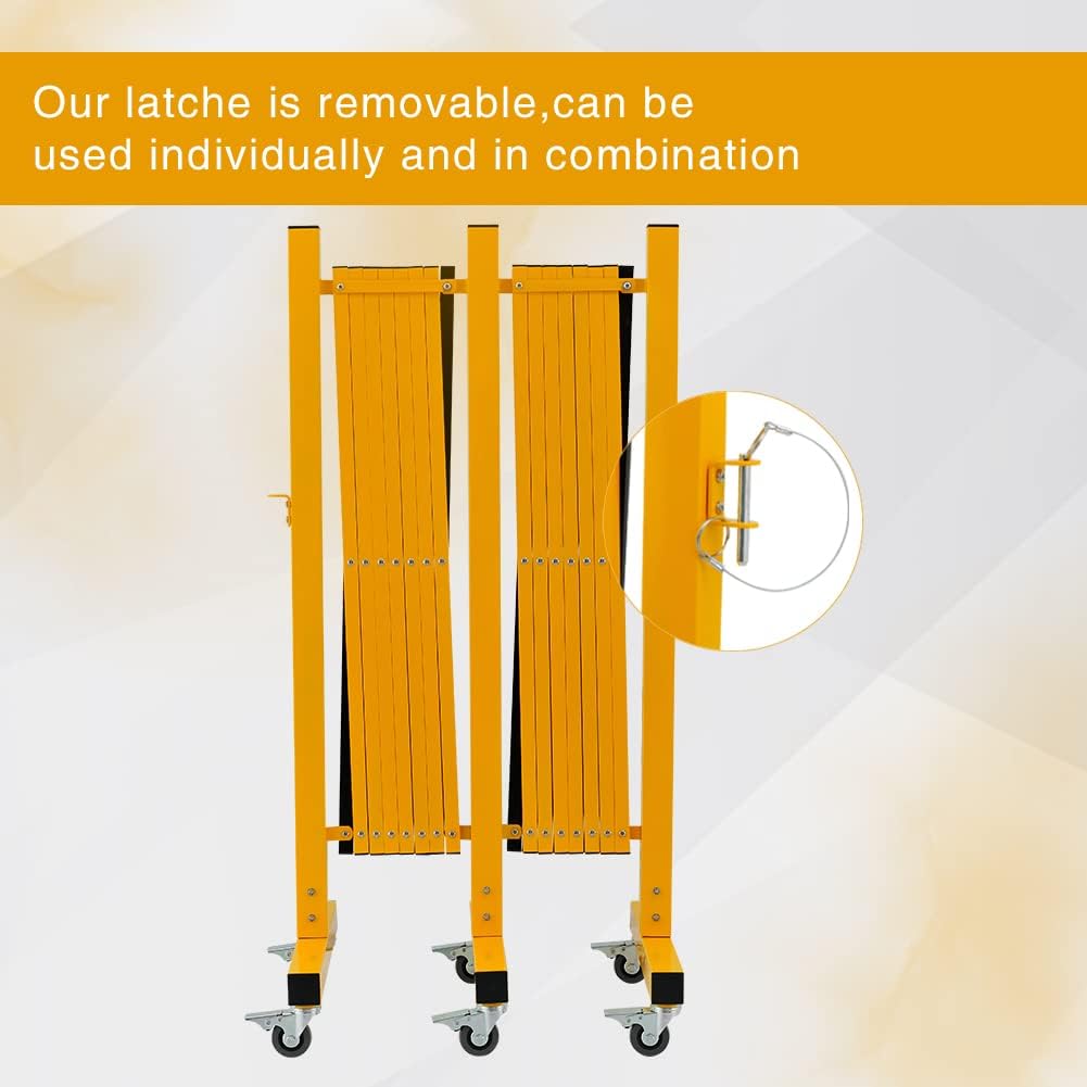 GYMTIME Metal Expandable Barricade, Safety Barrier with Casters, Retractable Traffic Fence, Mobile Temporary Folding Security Gate for Outdoor, Shopping Mall, 23 Feet, Yellow and Black