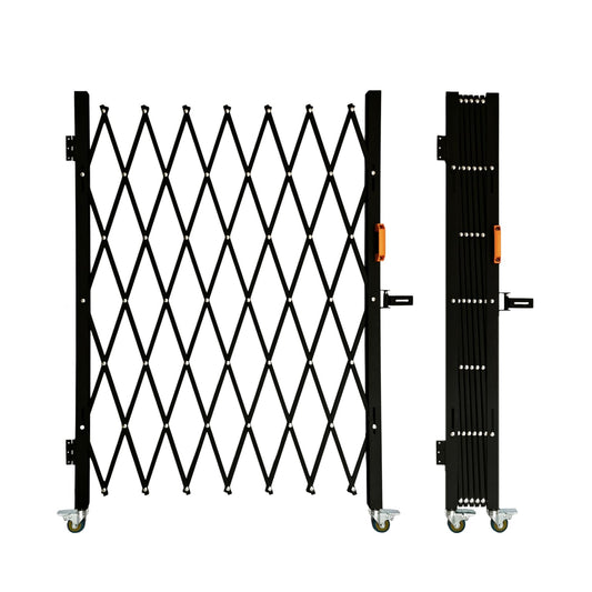 LTSEAME Folding Security Gate with Lockable Scissor Design and 360° Swivel Casters Outdoor Barricade for Entry Security, Garage, Warehouse, and Pool Areas (65“Wx50 H)