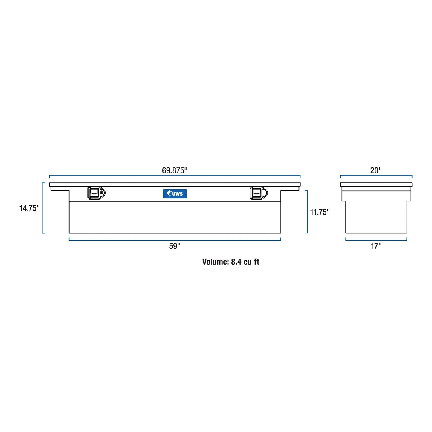 UWS EC10451 69-Inch Heavy-Wall Aluminum Truck Tool Box with Low Profile, RigidCore Lid