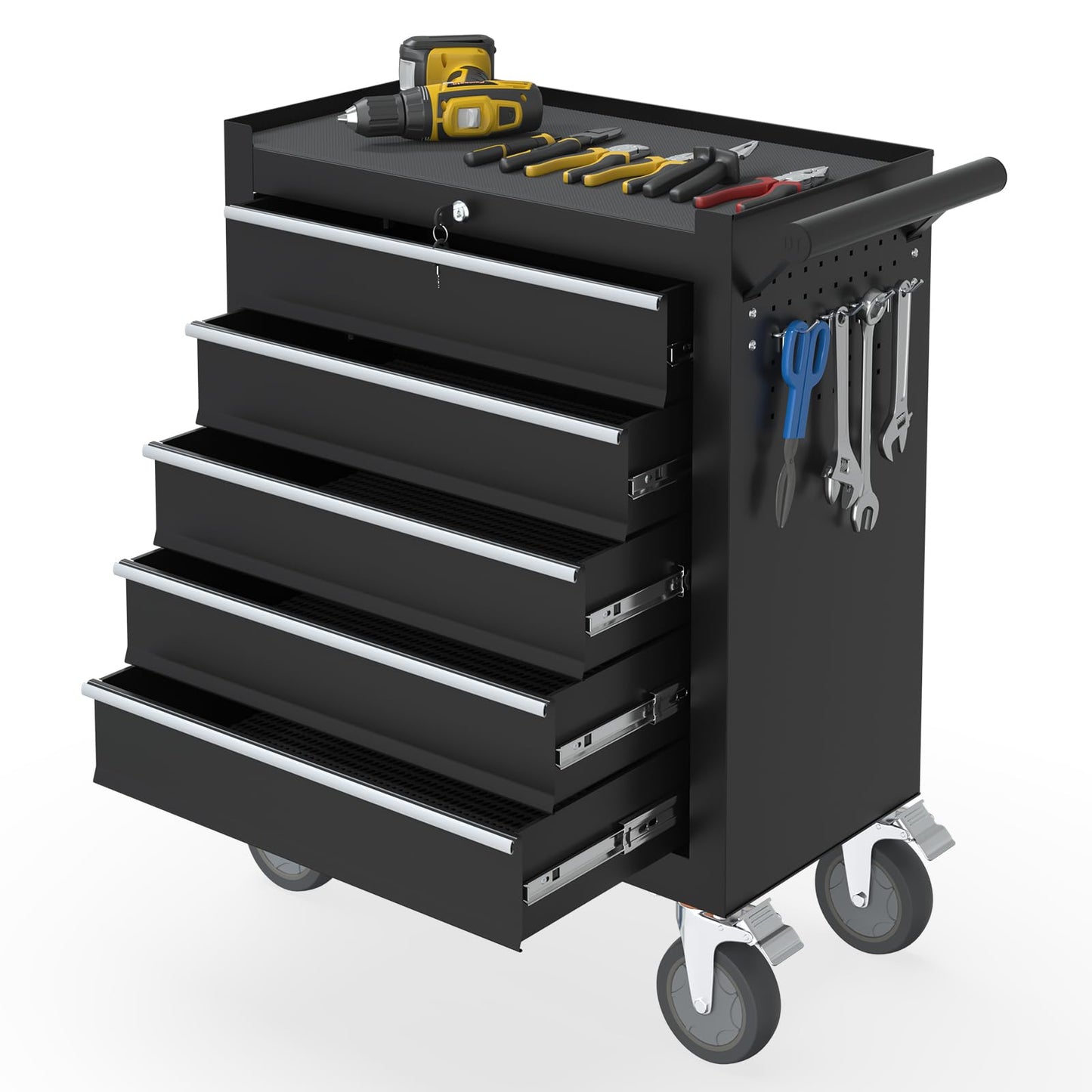 Kieperi 5 Drawers Rolling Tool Chest with Wheels, Portable Rolling Tool Boxes with Wheels, Tool Box Storage Cabinet with Locking System for Garage (Blue, 5 Drawers)