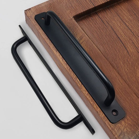 Westablize 12 Pack 7 1/2 Inch 192 mm Matte Black Cabinet Handles with Base Plate Aluminum Cabinet Pulls Drawer Pulls Sliding Door Pulls