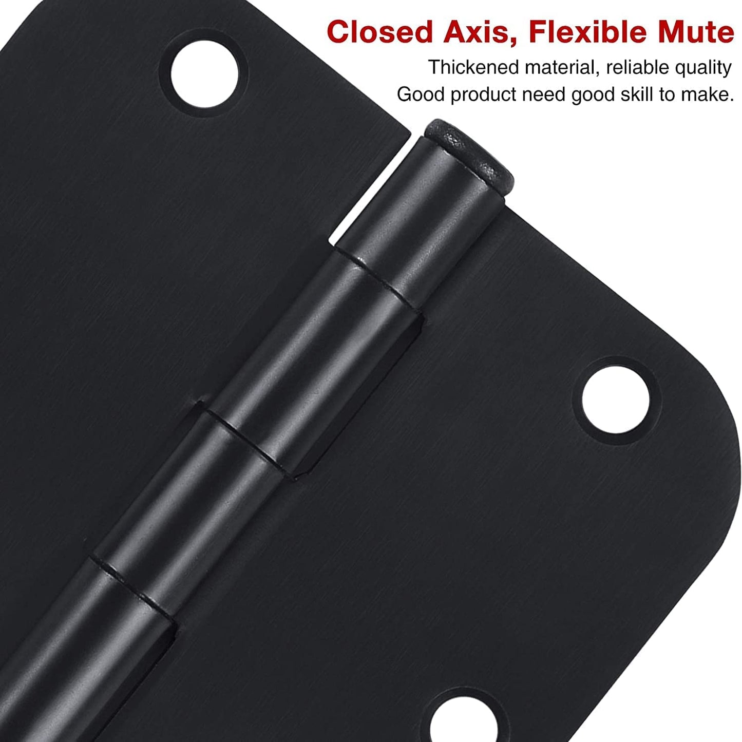 30 Pack Rounded Matte Black Door Hinges 3.5 Inch 5/8" Radius Interior 3 1/2 Inch Flat Iron Bifold Standard Hinge No Squeak Bedroom Indoor for Closet Doors 3 ½" Heavy Duty Hardware Doorway Study Room