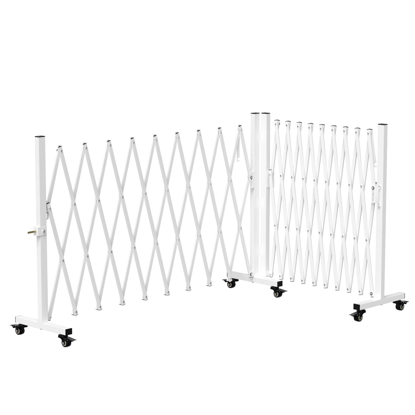 TSAYAWA Retractable Fence Outdoor, 213" Wide Expandable Driveway Gate for Dogs, Aluminum Portable Retractable Barricade for Garage, 18 Feet Expanding Security Gate with Casters, Rotatable, White