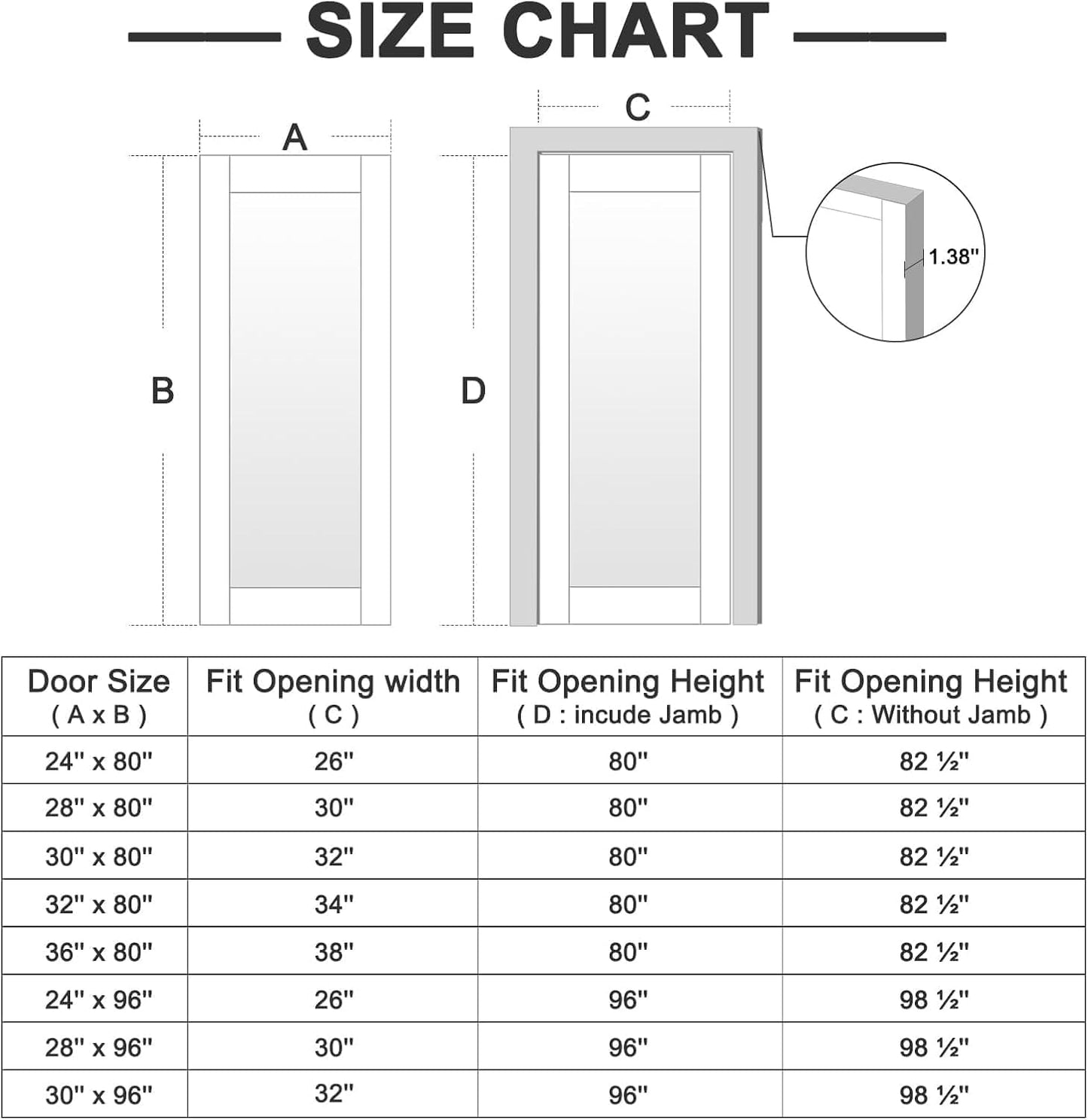 30''x80'' French Style Clear Glass Interior Door Slab Shaker, Pre-Built Panel for Barn Doors, Pocket Doors, French Door, Pantry, Closet, Bedroom, Laundry & Bathroom, White Prefinish&Paintable