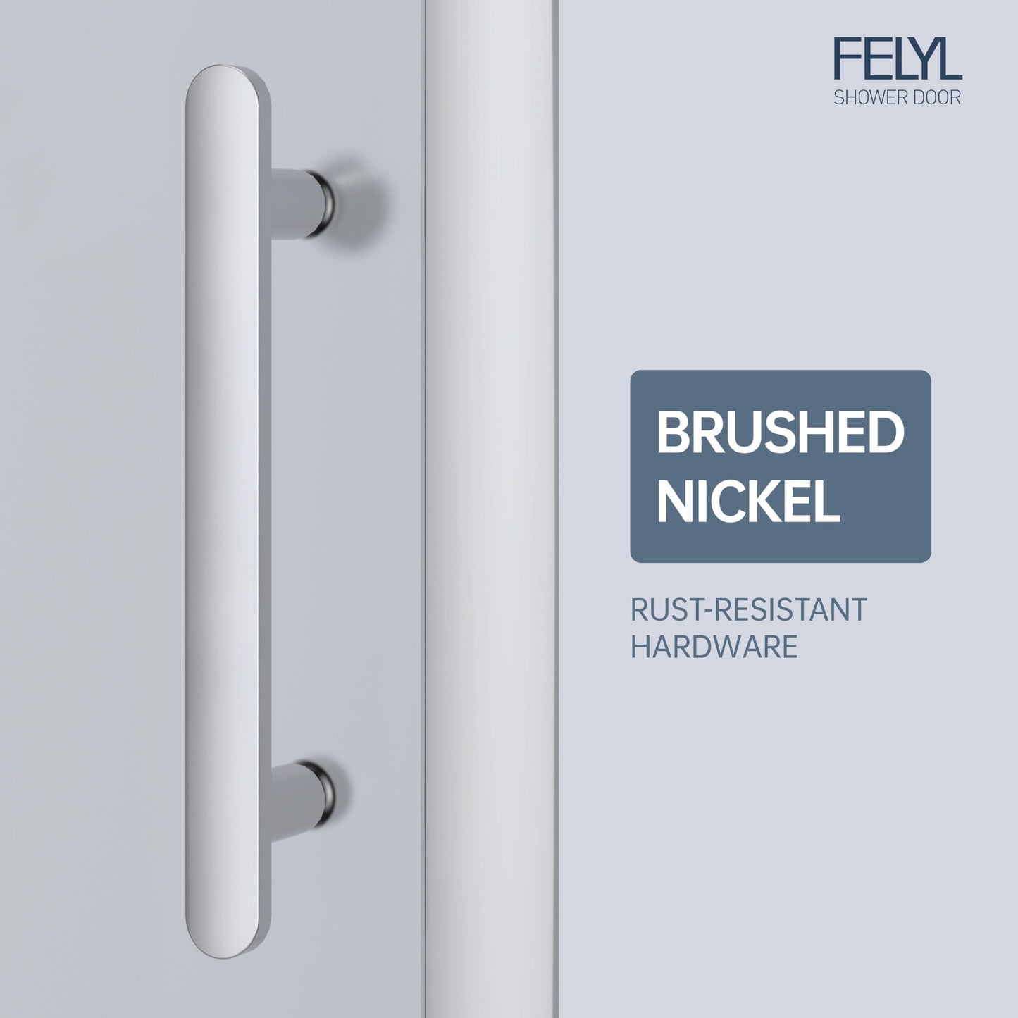 FELYL Frosted 72" Sliding Shower Door 67-72" W x 72" H, Chrome Finish, Single Sliding Door, Framed, 1/4" (6mm) SGCC Tempered Glass, Reversible Installation